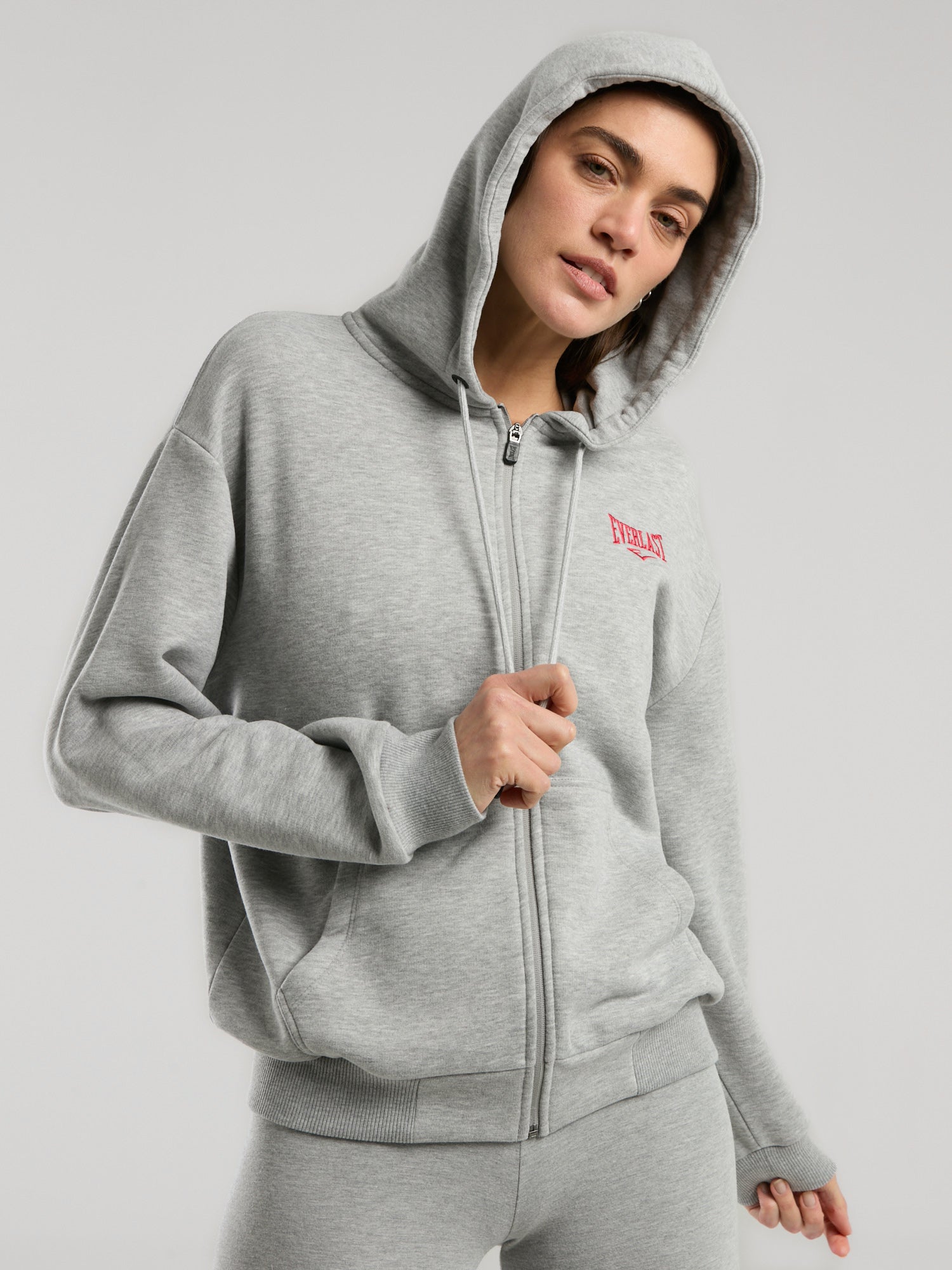 Ever Classics Wmn Gri Melanj Kadın Kapüşonlu Full Zip Sweatshirt - 5