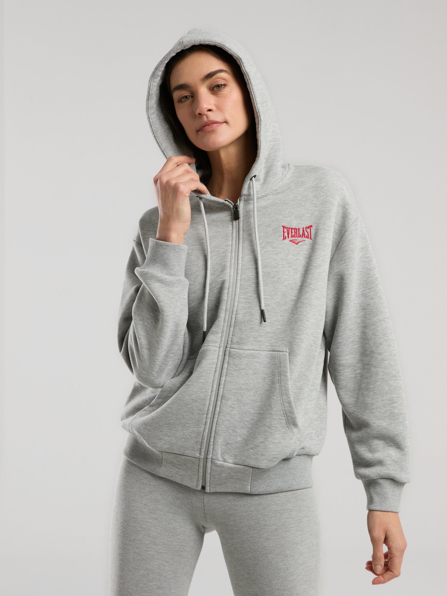 Ever Classics Wmn Gri Melanj Kadın Kapüşonlu Full Zip Sweatshirt - 6