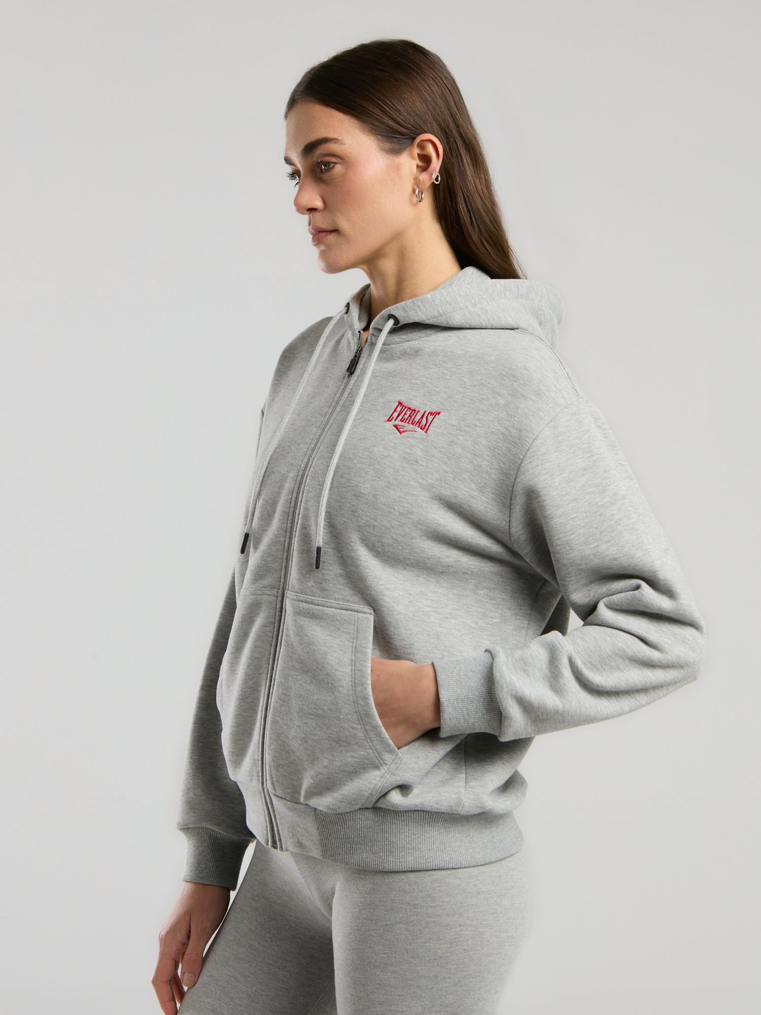 Ever Classics Wmn Gri Melanj Kadın Kapüşonlu Full Zip Sweatshirt - 7