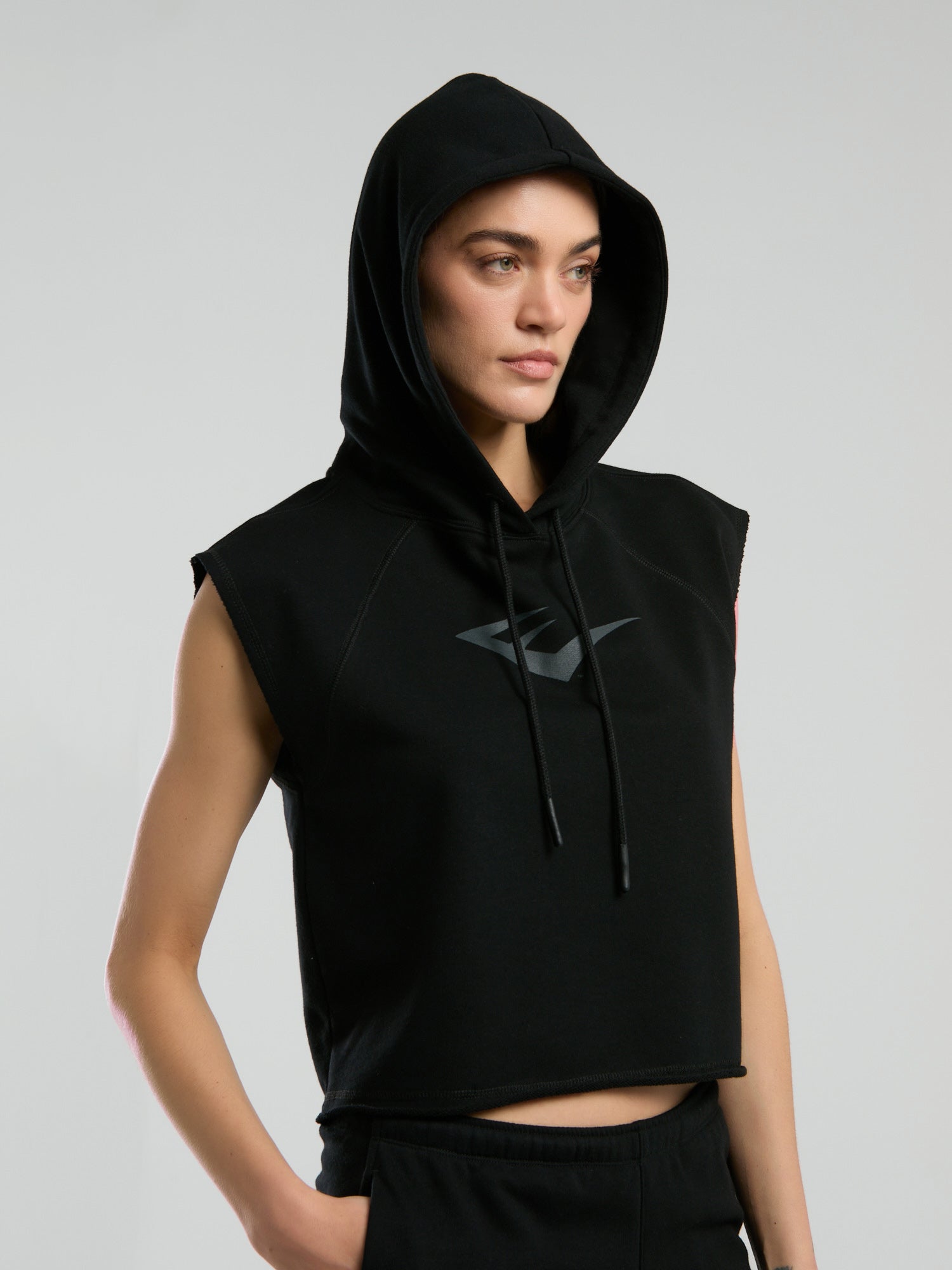 Ever Classics Wmn Siyah Kadın Crop Kapüşonlu Kolsuz Sweatshirt - 3