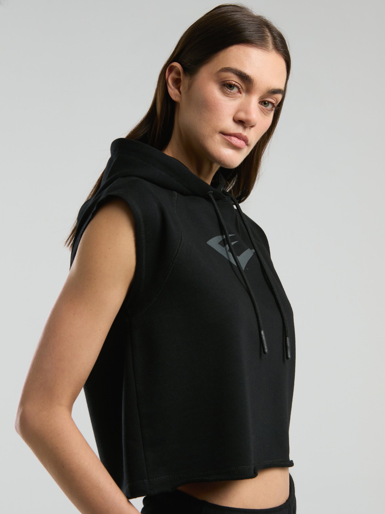 Ever Classics Wmn Siyah Kadın Crop Kapüşonlu Kolsuz Sweatshirt - 4