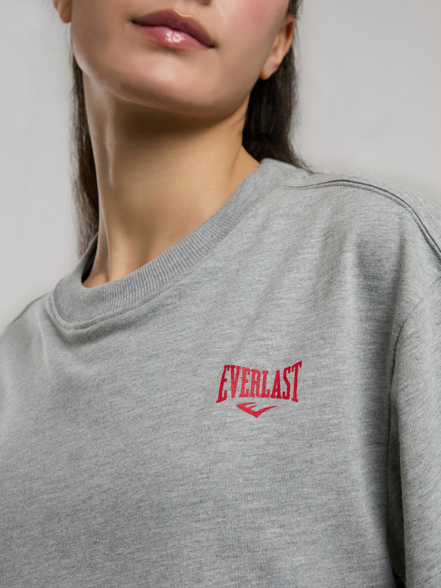 Ever Essentials Comfort Gri Melanj Kadın Crop Tişört - 3