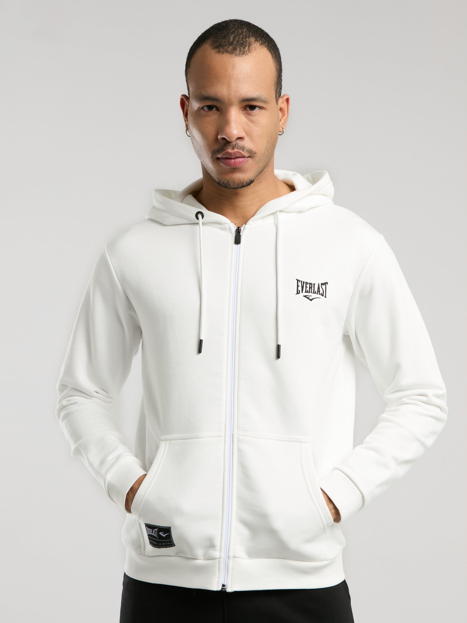 Ever Essentials Regular Beyaz Erkek Kapüşonlu Full Zip Sweatshirt - 4