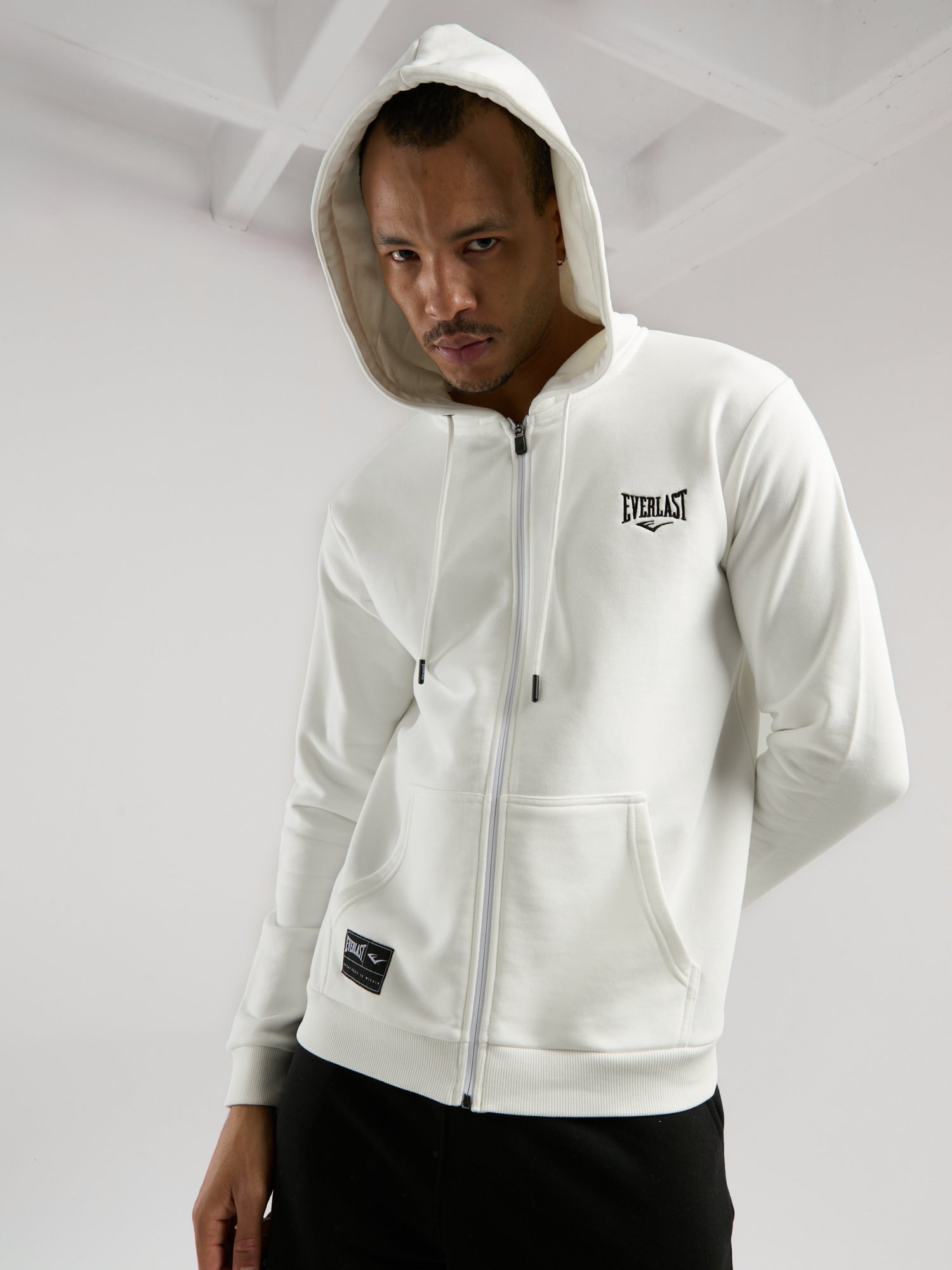 Ever Essentials Regular Beyaz Erkek Kapüşonlu Full Zip Sweatshirt - 5
