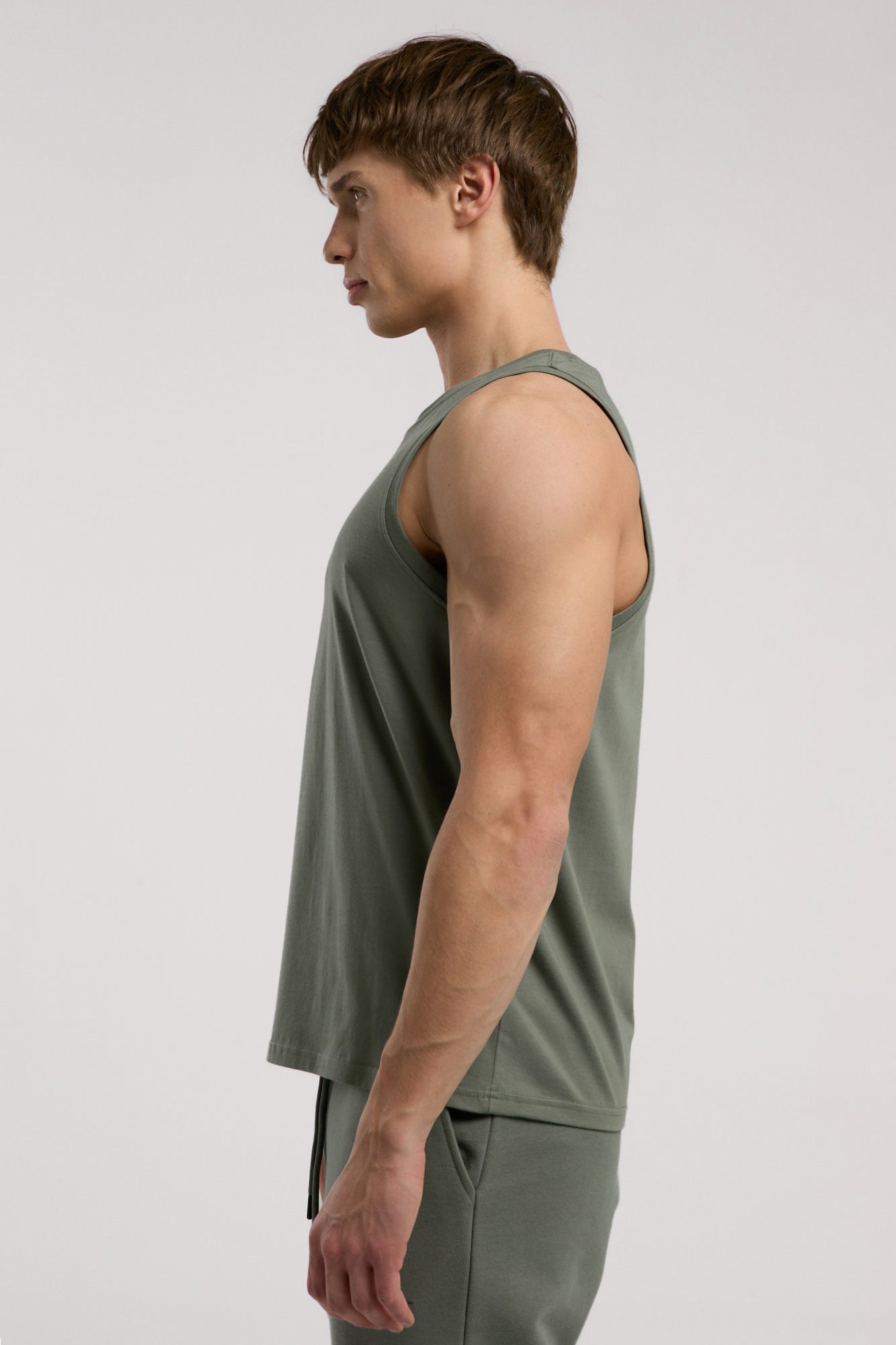 Ever Essentials Regular Haki Erkek Kolsuz Tişört - 5