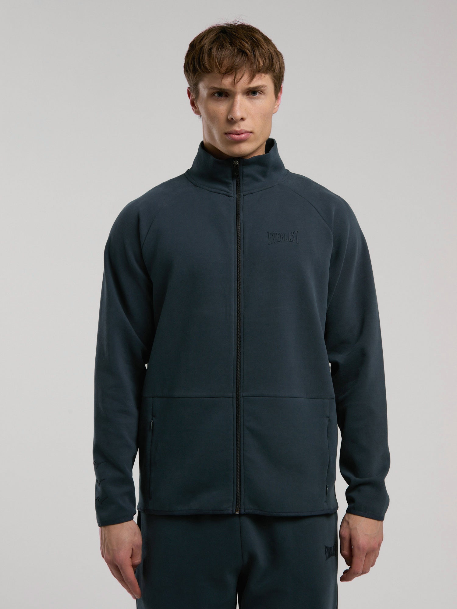 Ever Relaxed Regular Antrasit Yüksek Yaka Erkek Full Zip Sweatshirt