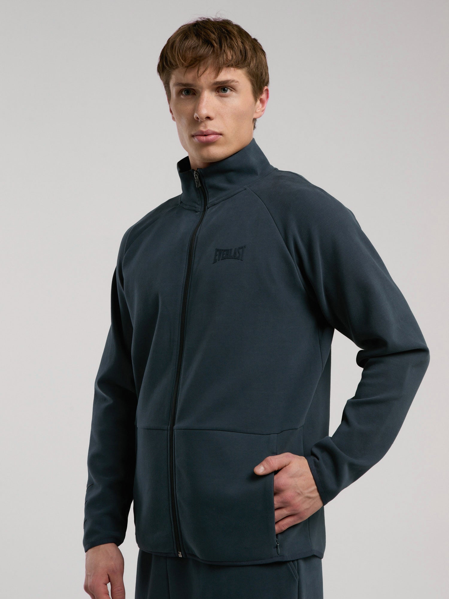 Ever Relaxed Regular Antrasit Yüksek Yaka Erkek Full Zip Sweatshirt - 4