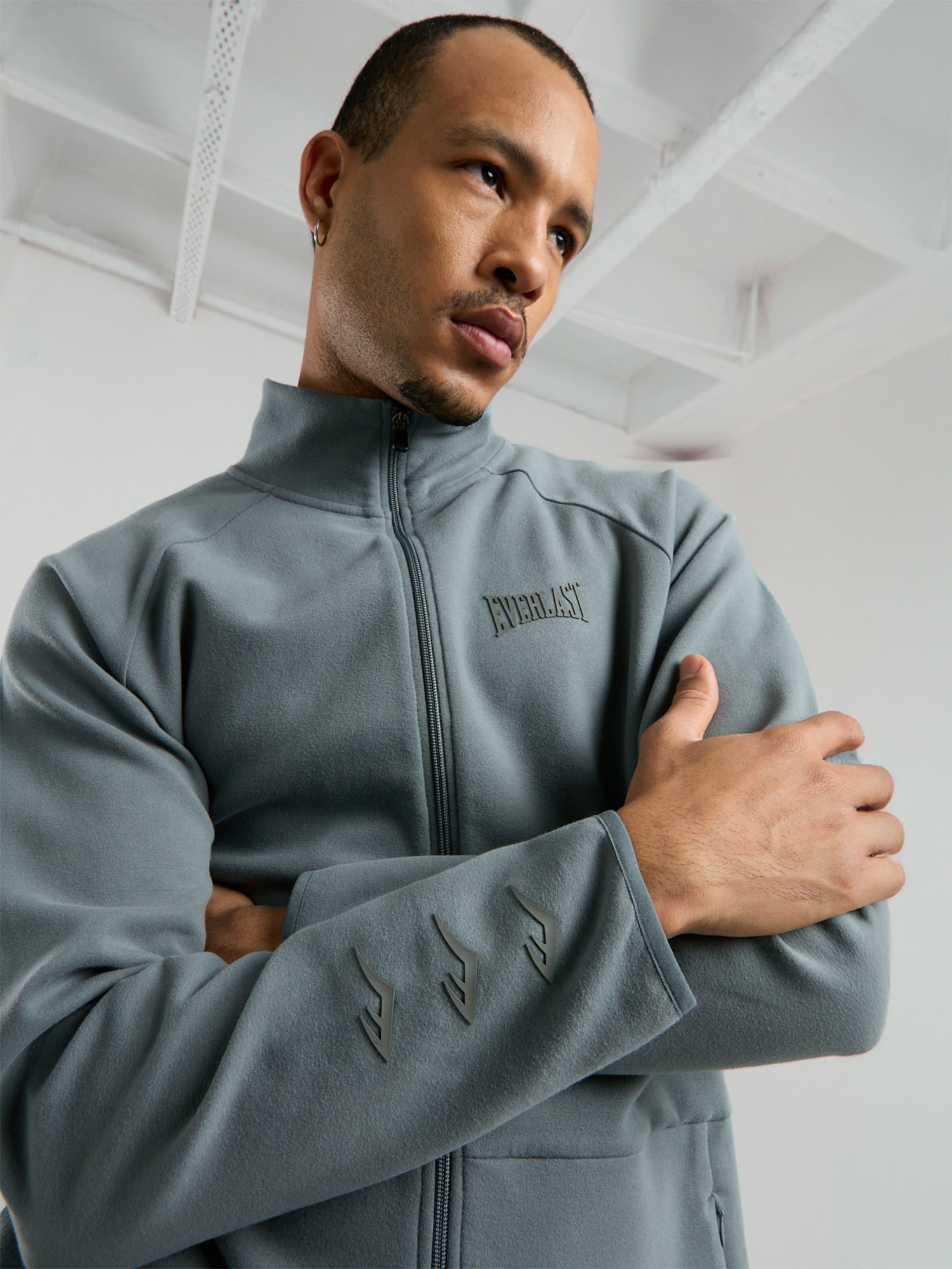 Ever Relaxed Regular Gri Yüksek Yaka Erkek Full Zip Sweatshirt - 3