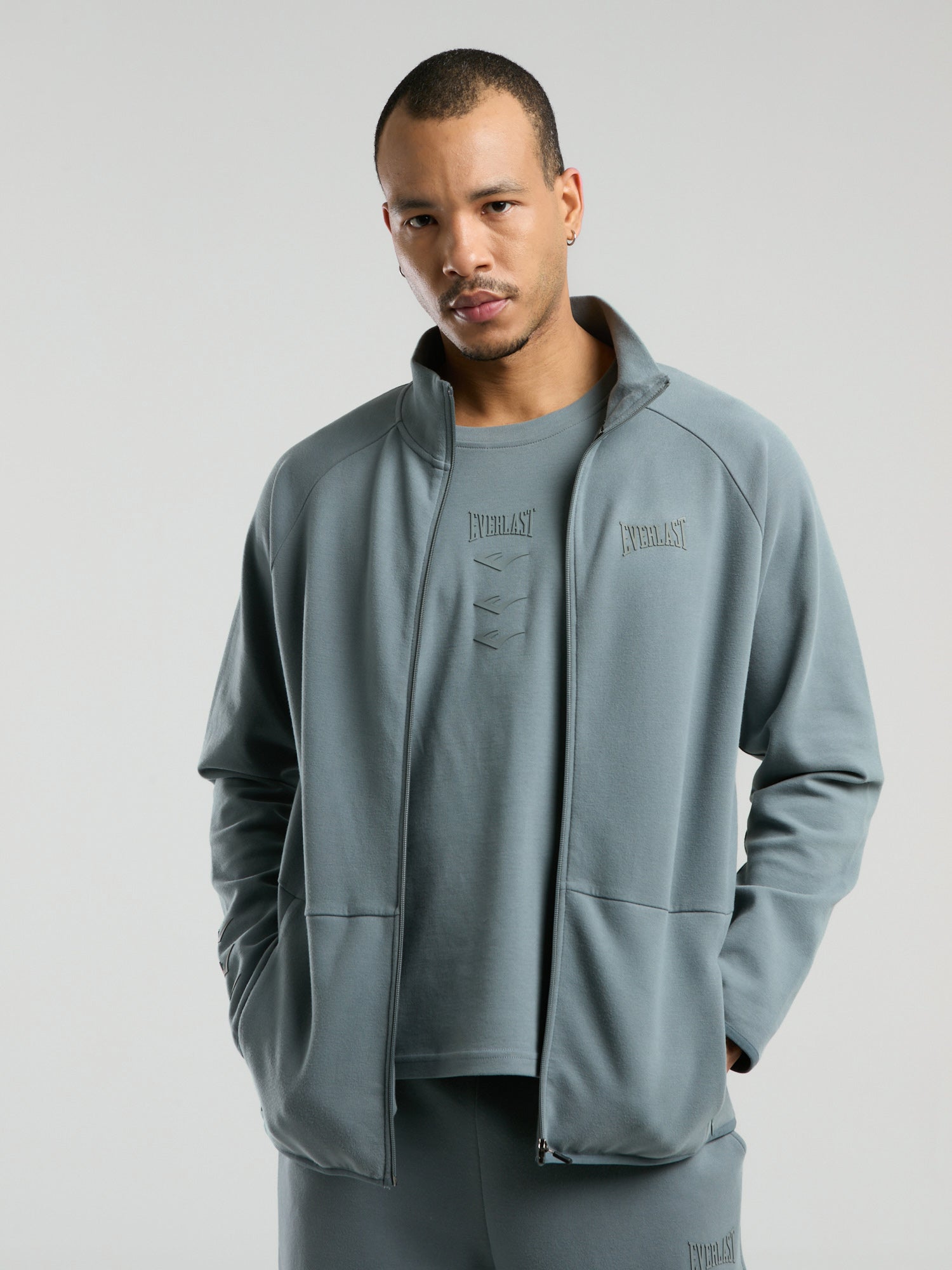 Ever Relaxed Regular Gri Yüksek Yaka Erkek Full Zip Sweatshirt - 4