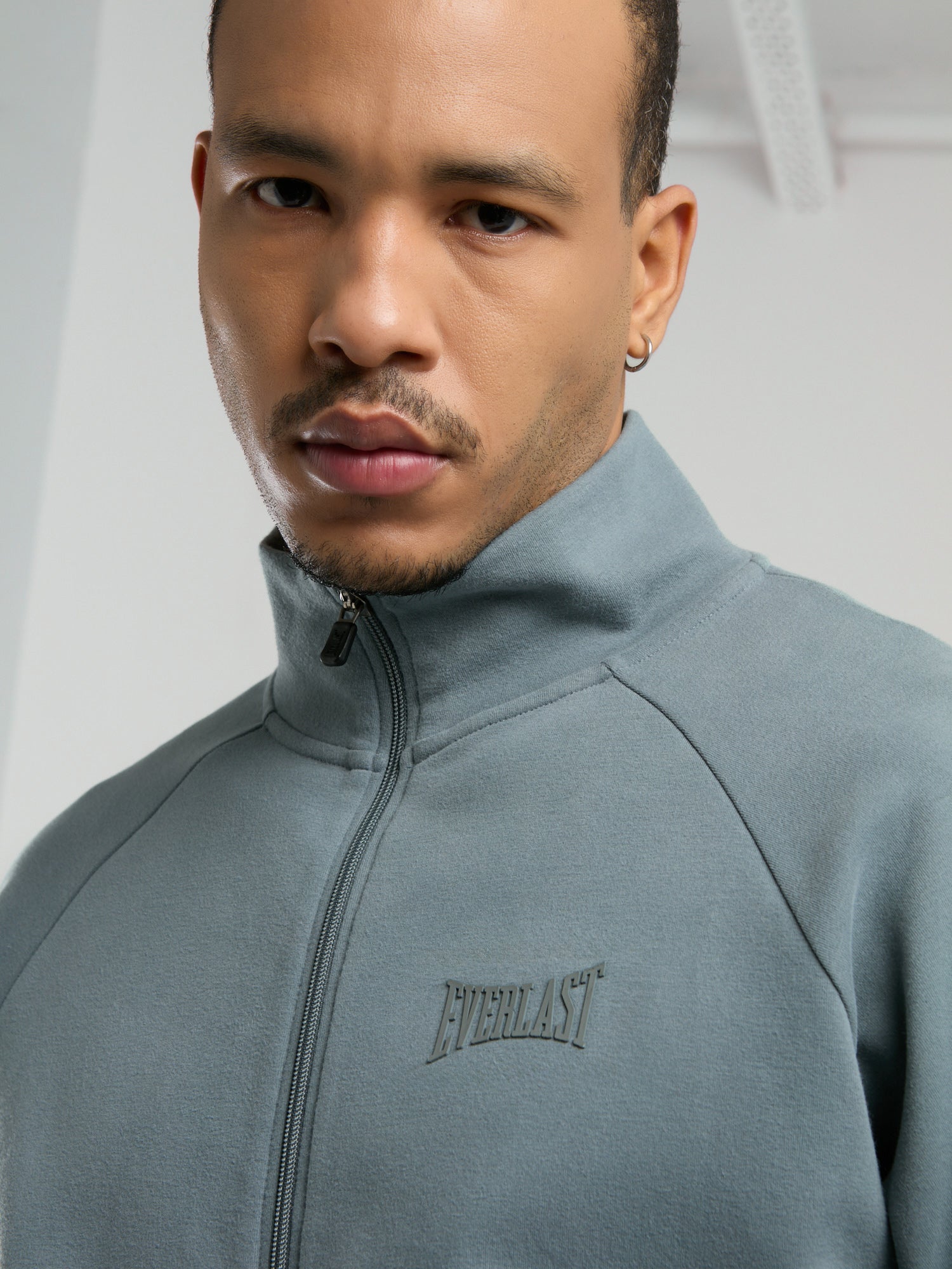 Ever Relaxed Regular Gri Yüksek Yaka Erkek Full Zip Sweatshirt - 5