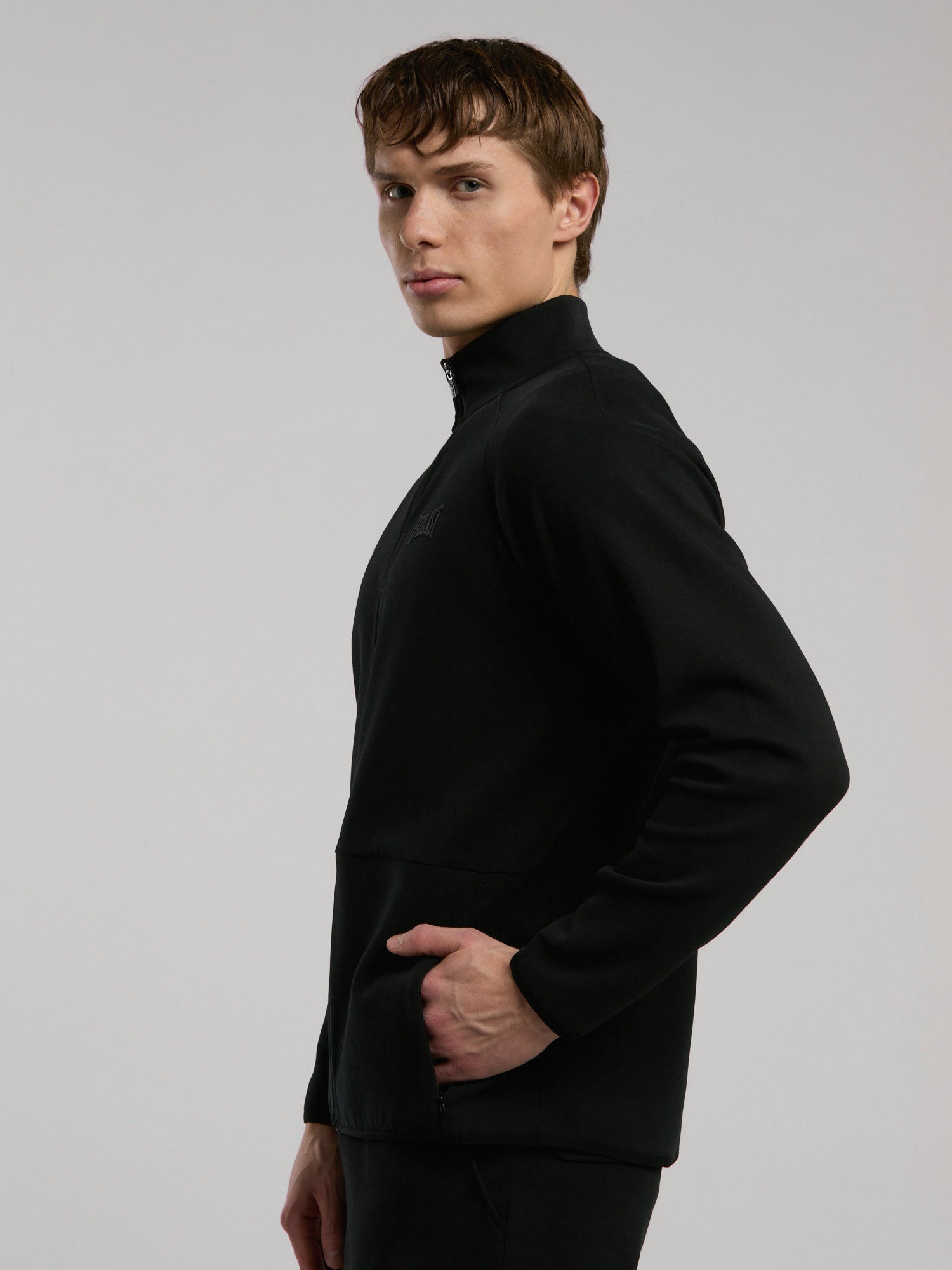 Ever Relaxed Regular Siyah Yüksek Yaka Erkek Full Zip Sweatshirt - 5