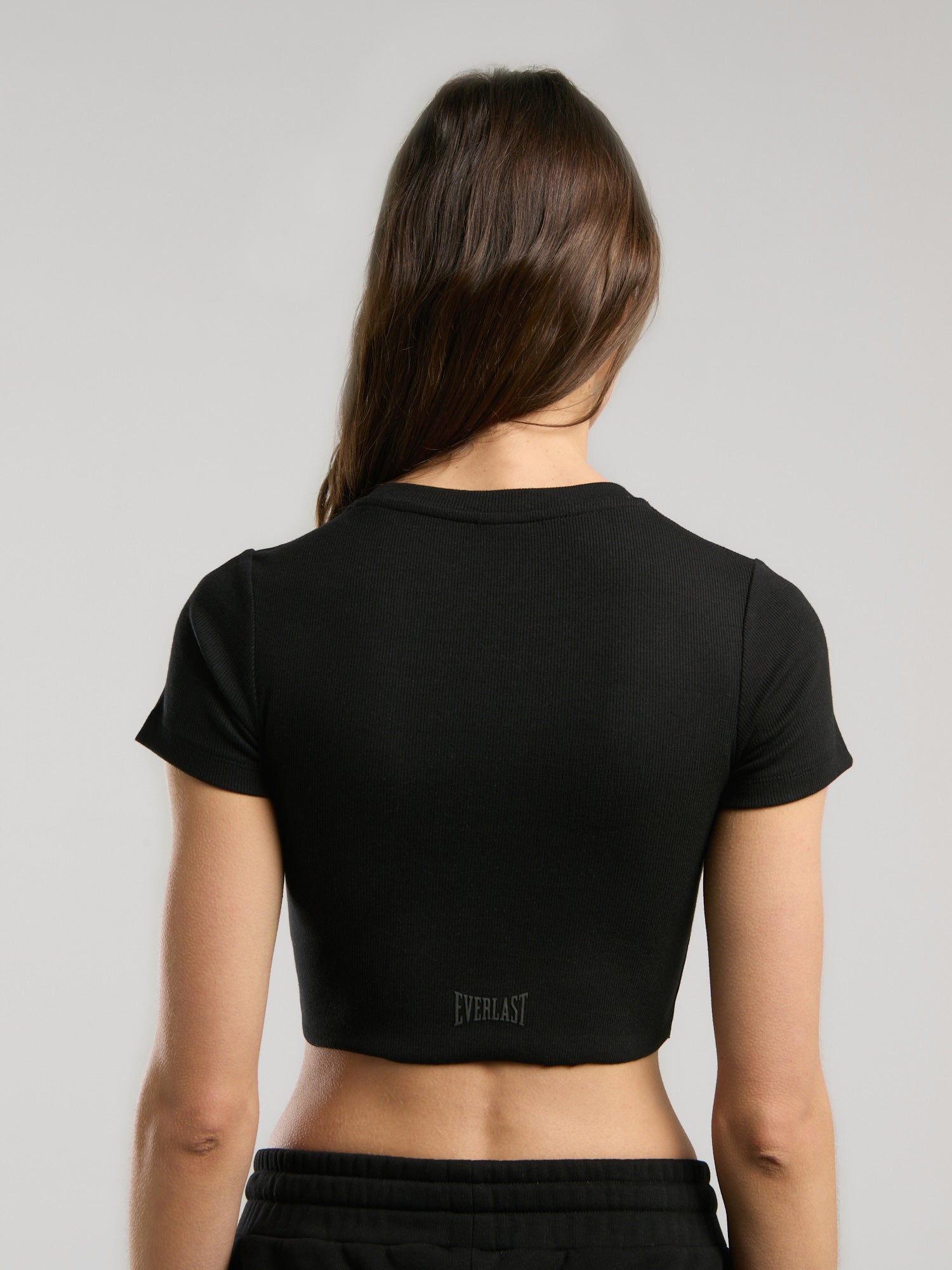 Ever Relaxed Rib Siayh Kadın Crop Tişört - 6