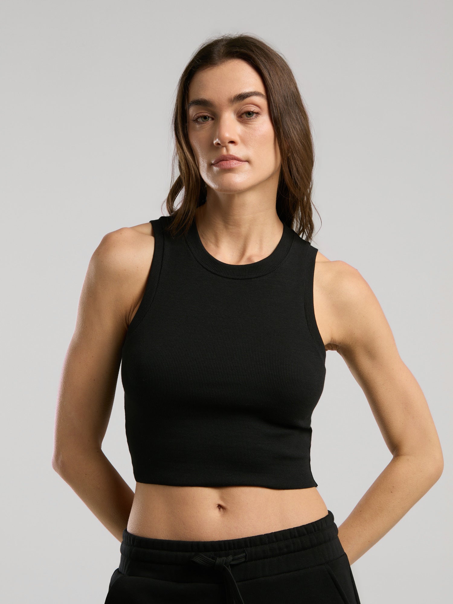 Ever Relaxed Rib Siyah Kadın Thick-Strapped Atlet
