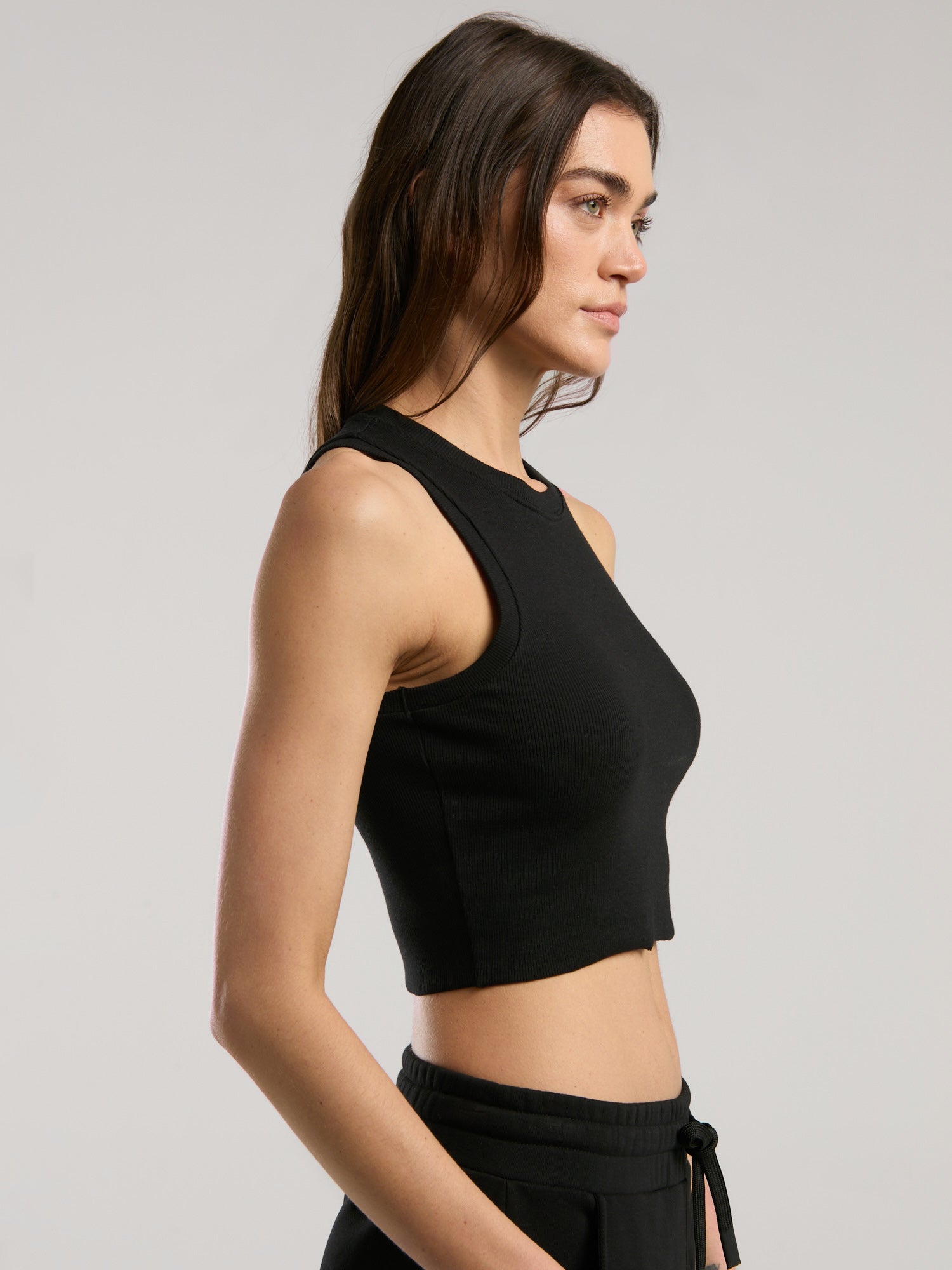 Ever Relaxed Rib Siyah Kadın Thick-Strapped Atlet - 6