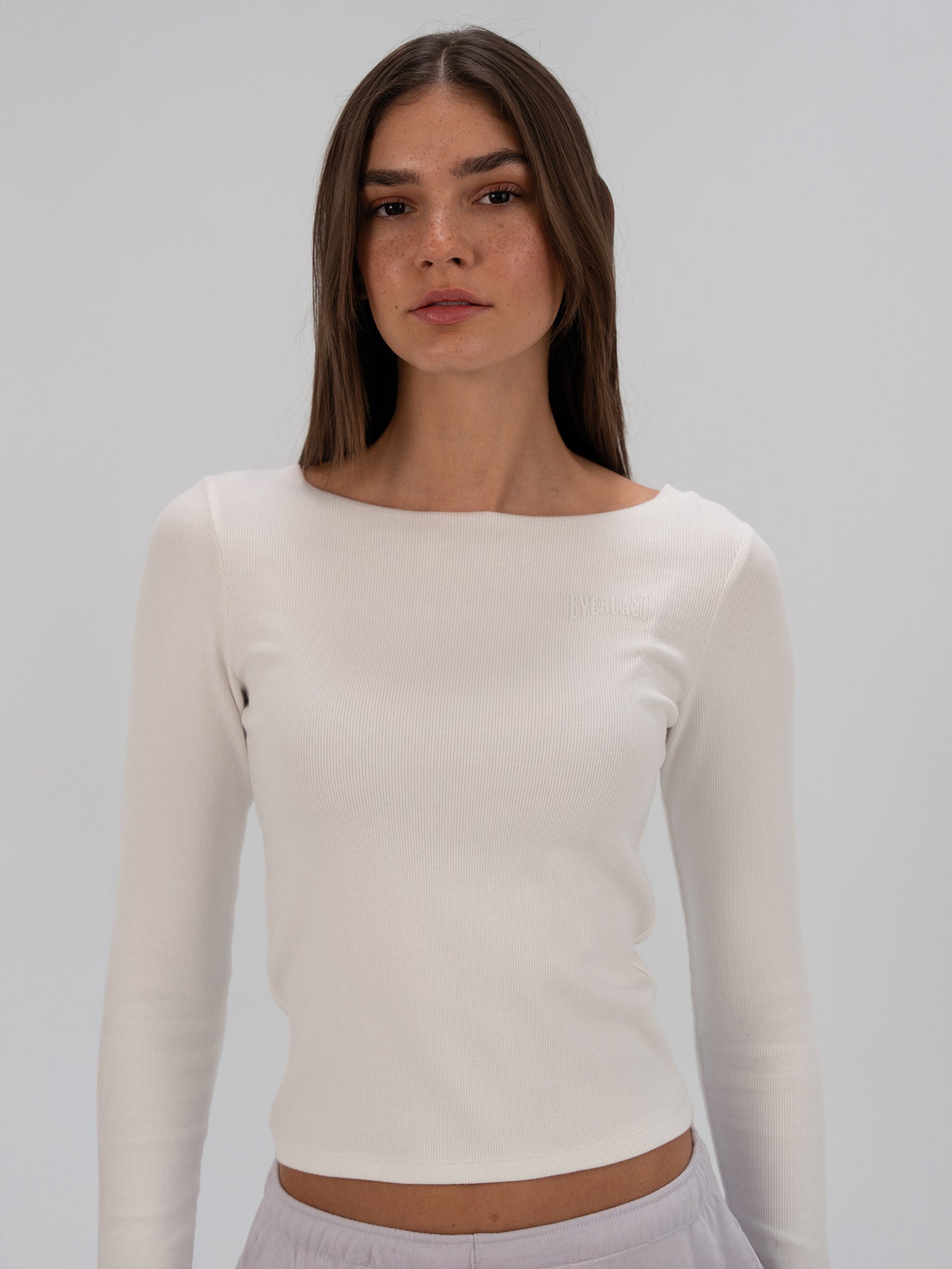 Ever Relaxed Rib Wmn Beyaz Kadın Uzun Kollu Tişört - 4