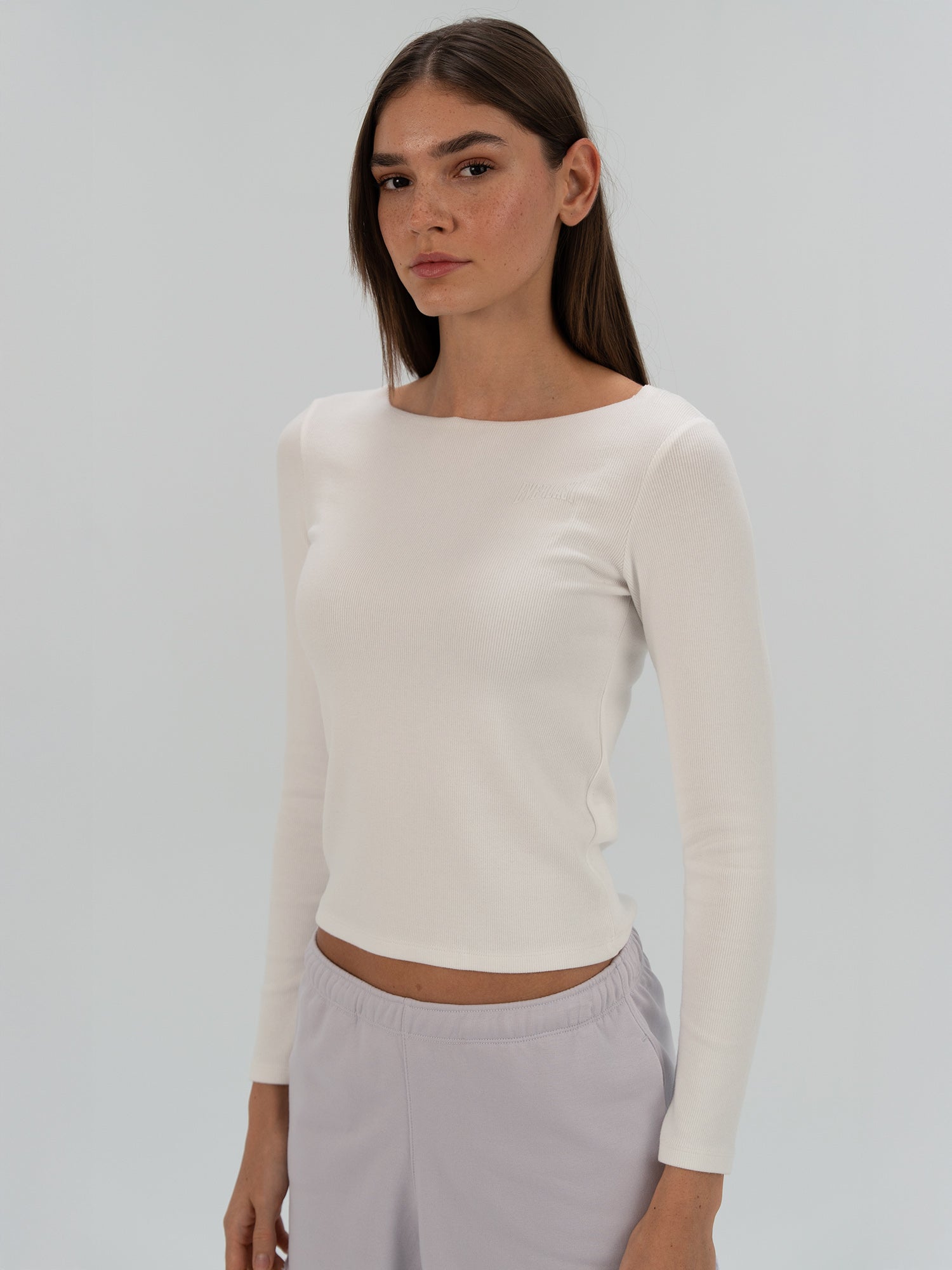 Ever Relaxed Rib Wmn Beyaz Kadın Uzun Kollu Tişört - 5