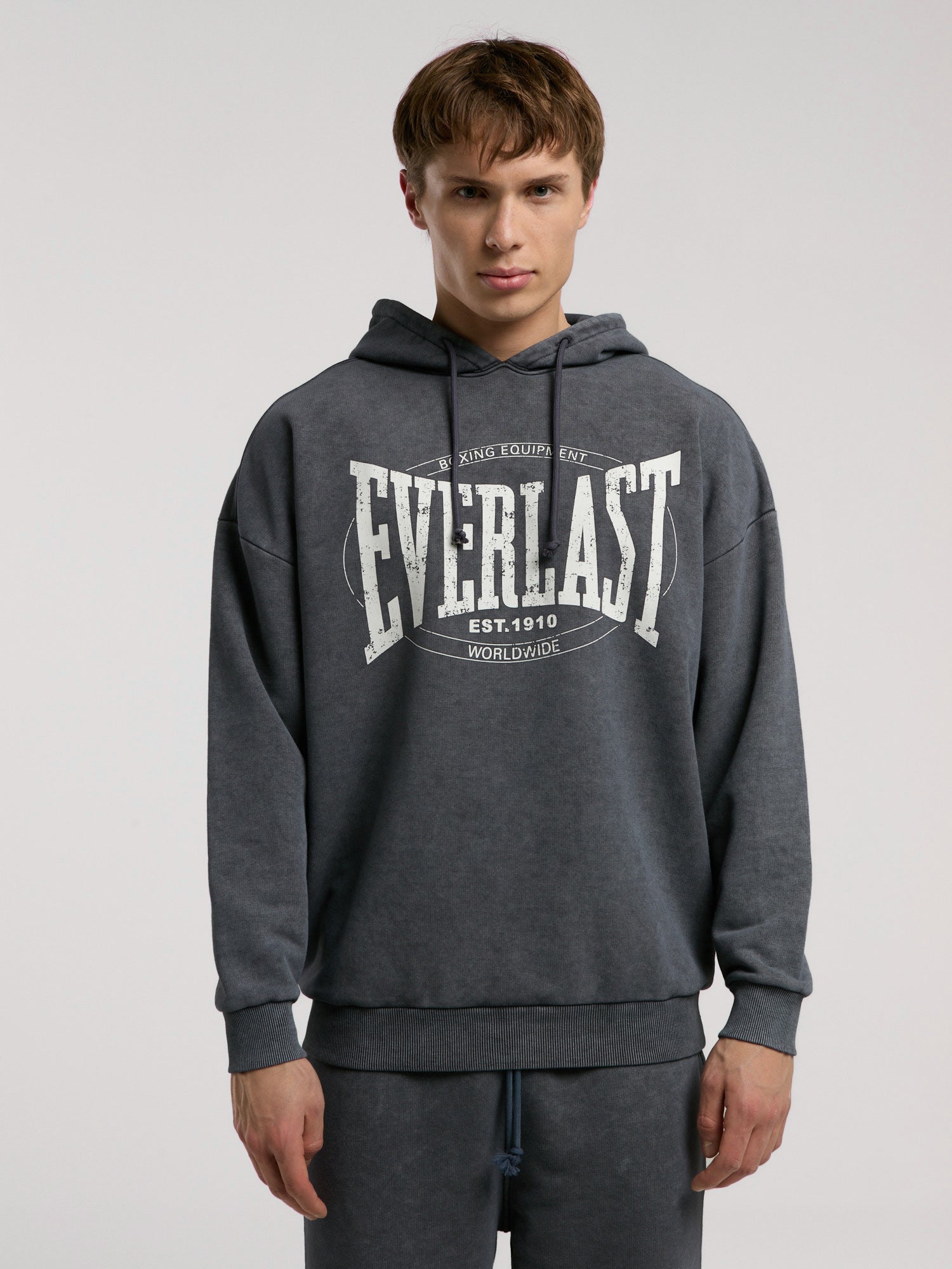 Everlast Authentic Boxing Oversize Antrasit Erkek Kapüşonlu Sweatshirt