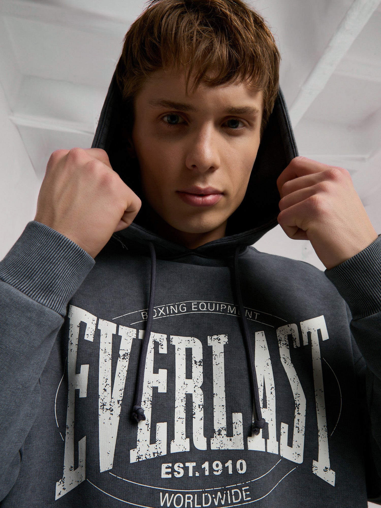 Everlast Authentic Boxing Oversize Antrasit Erkek Kapüşonlu Sweatshirt - 3