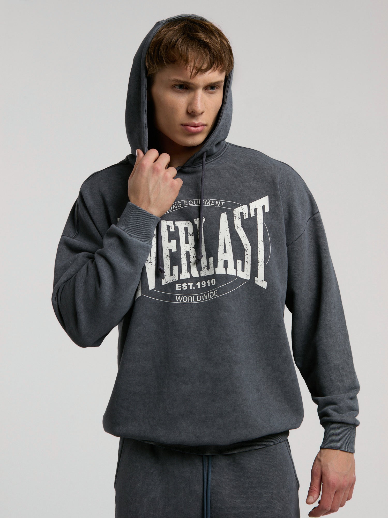 Everlast Authentic Boxing Oversize Antrasit Erkek Kapüşonlu Sweatshirt - 4