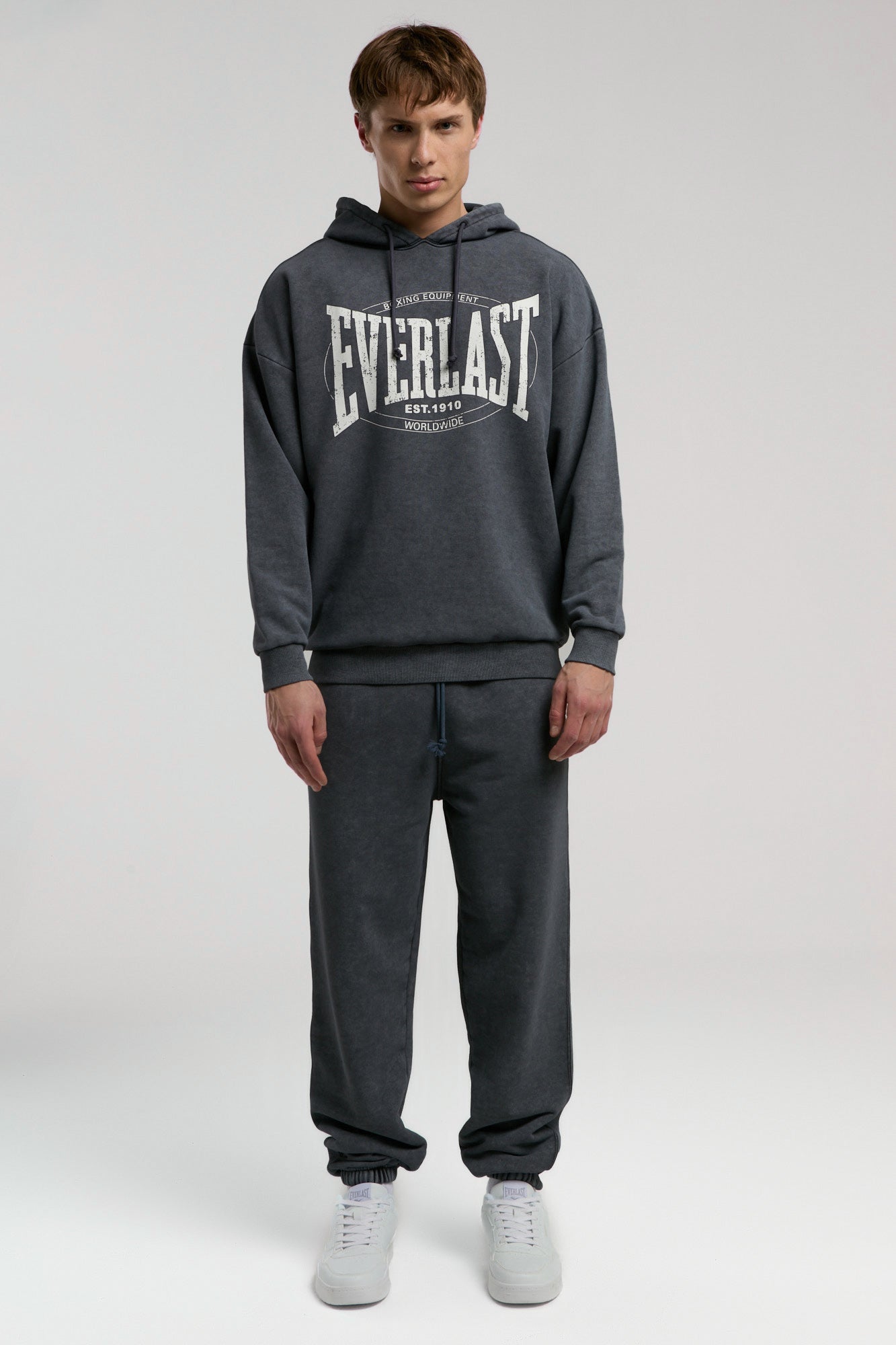 Everlast Authentic Boxing Oversize Antrasit Erkek Kapüşonlu Sweatshirt - 6