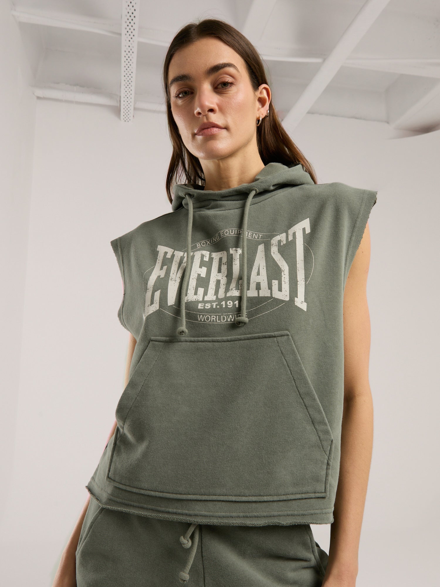 Everlast Authentic Boxing Wmn Oversize Haki Kadın Kolsuz Sweatshirt - 4