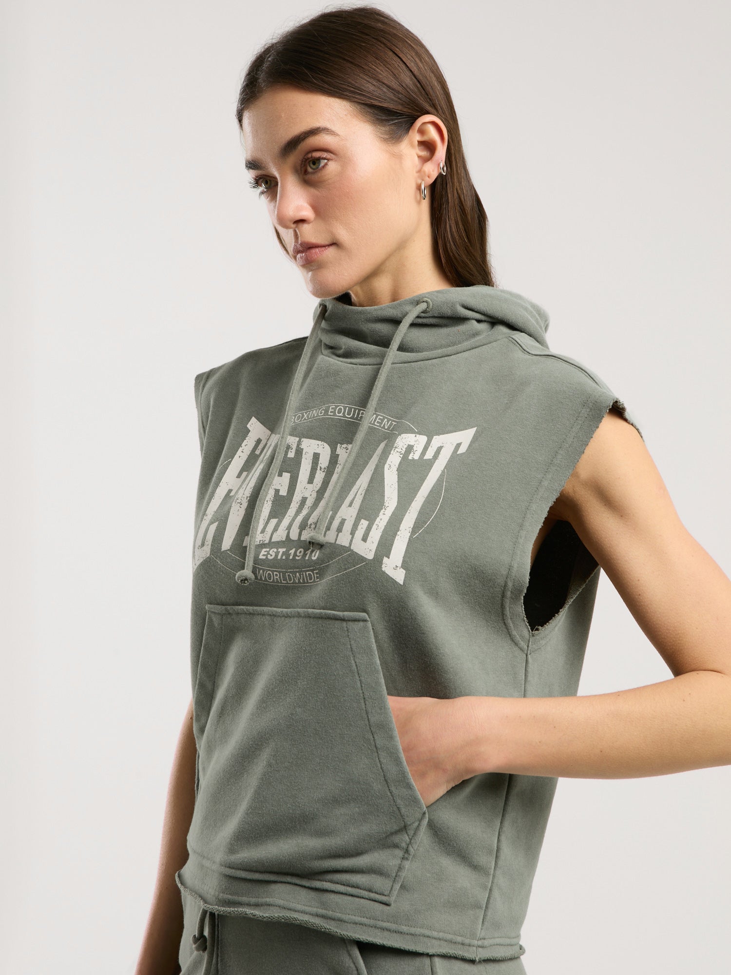 Everlast Authentic Boxing Wmn Oversize Haki Kadın Kolsuz Sweatshirt - 5