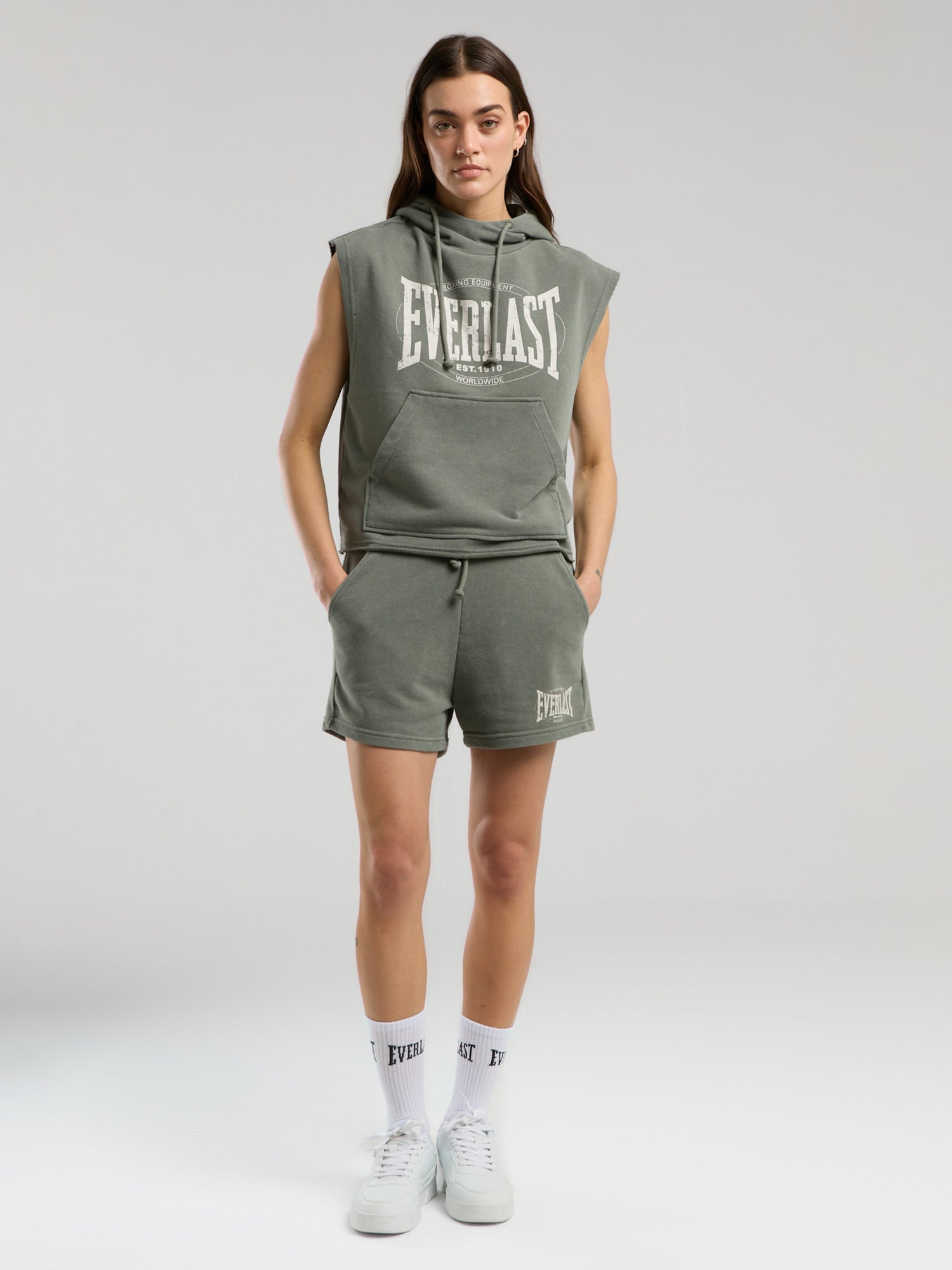 Everlast Authentic Boxing Wmn Oversize Haki Kadın Kolsuz Sweatshirt - 6