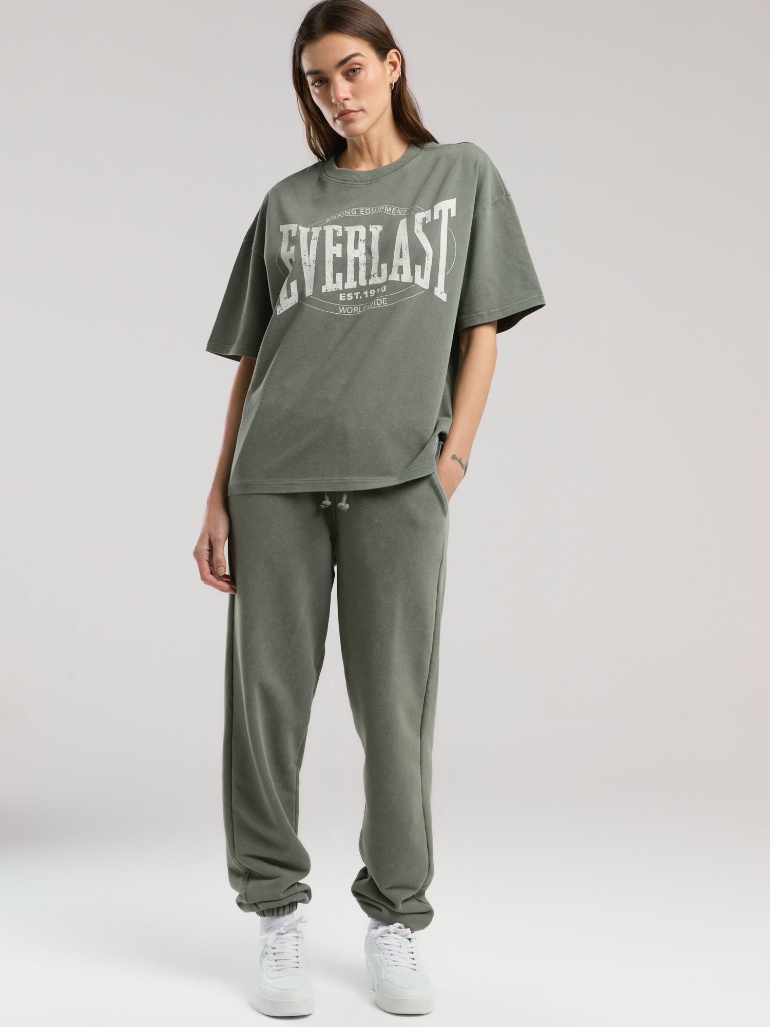 Everlast Authentic Boxing Wmn Oversize Haki Kadın Tişört - 7