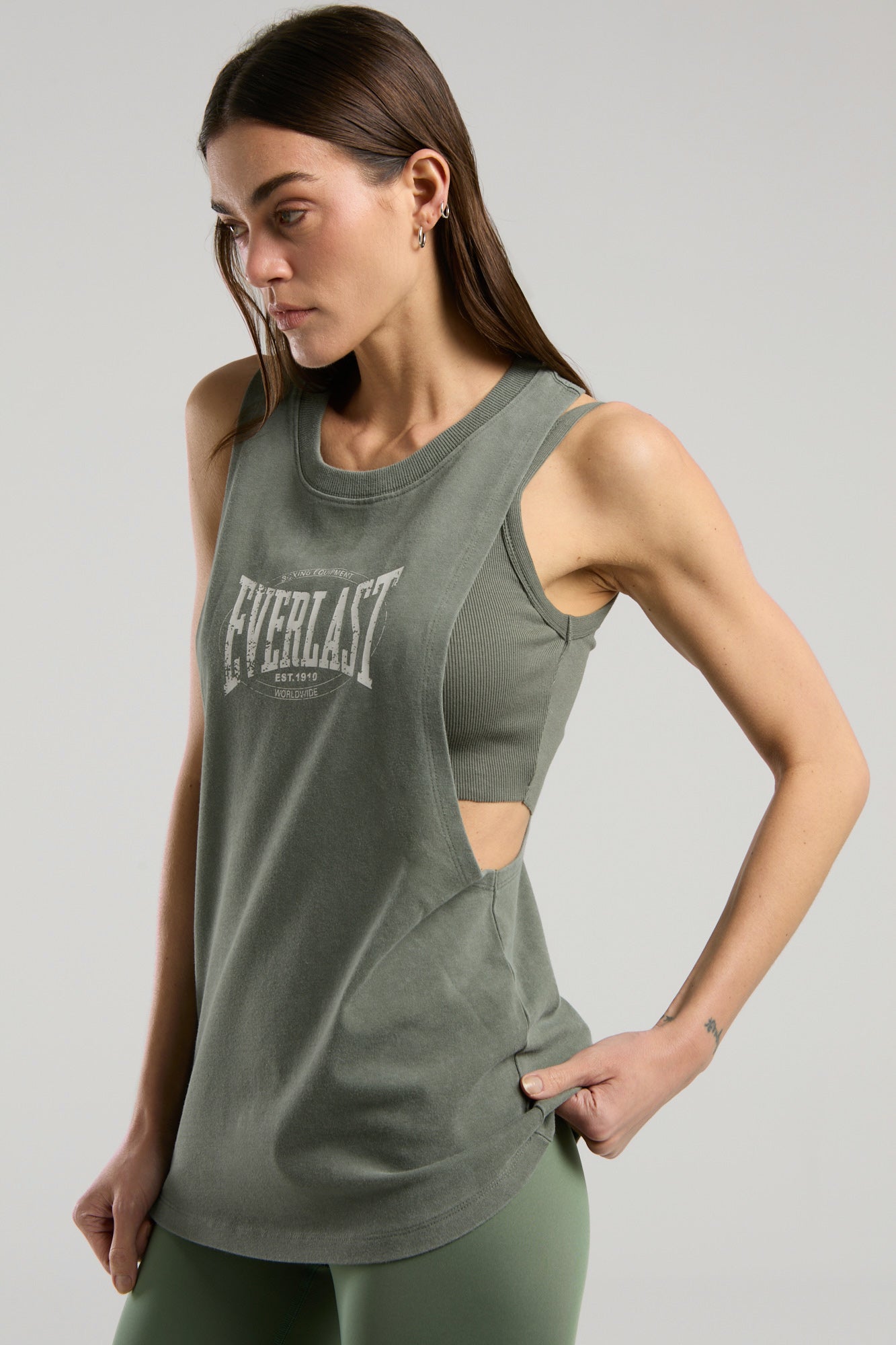 Everlast Authentic Boxing Wmn Oversize Haki Kadın Atlet - 5