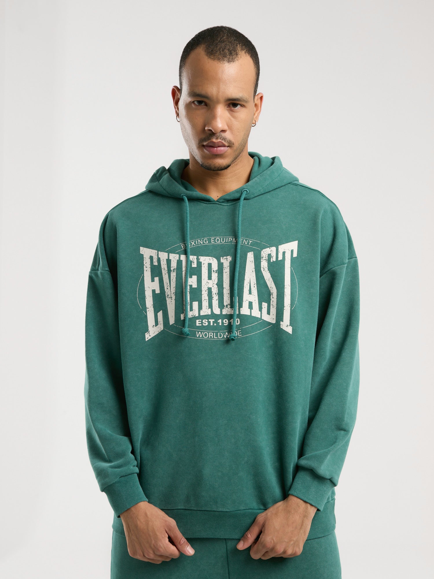 Everlast Authentic Boxing Oversize Koyu Yeşil Erkek Kapüşonlu Sweatshirt