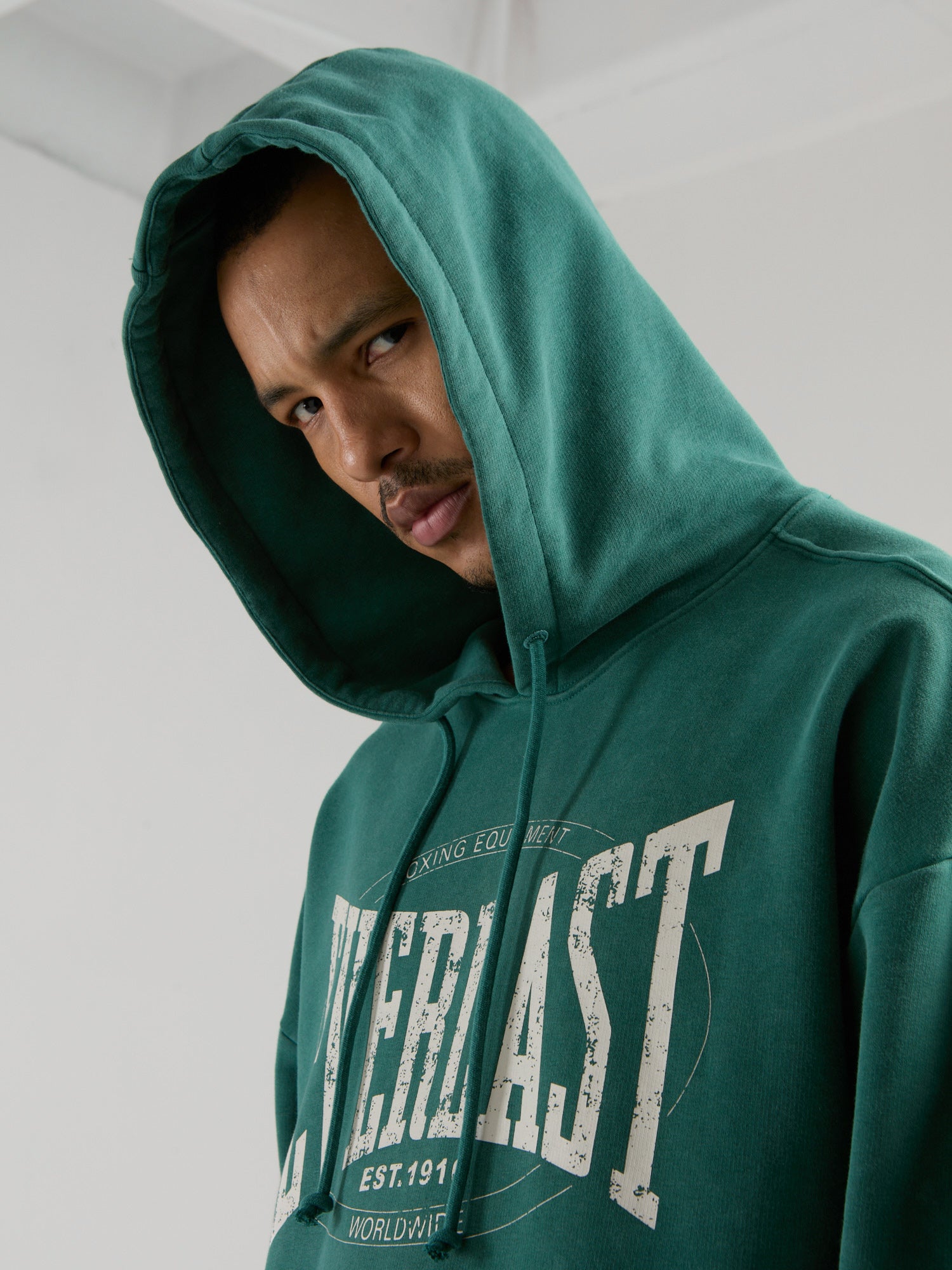 Everlast Authentic Boxing Oversize Koyu Yeşil Erkek Kapüşonlu Sweatshirt - 5
