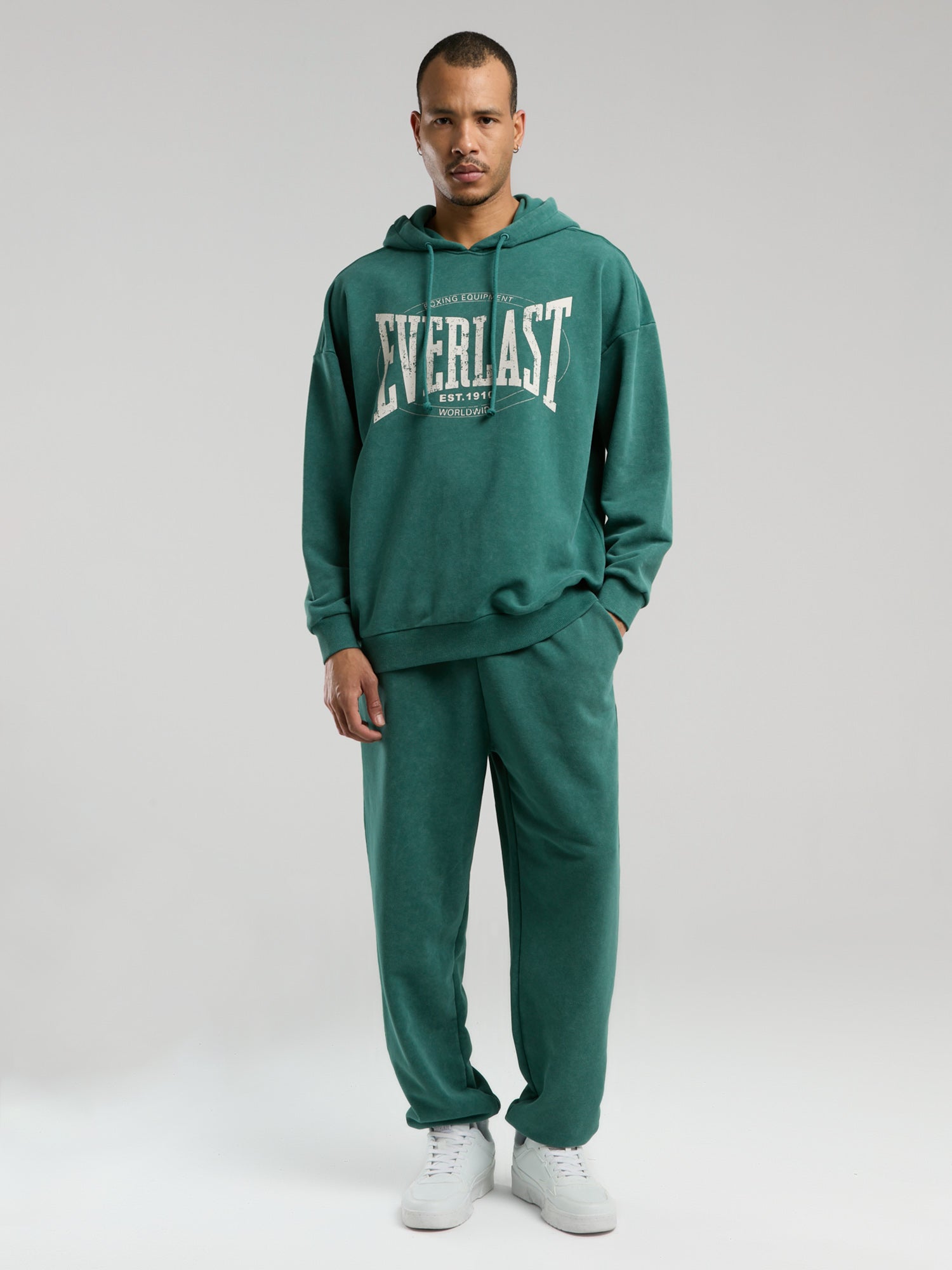 Everlast Authentic Boxing Oversize Koyu Yeşil Erkek Kapüşonlu Sweatshirt - 7