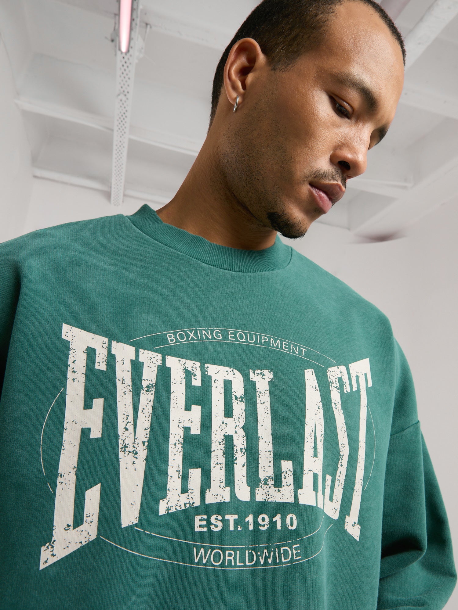 Everlast Authentic Boxing Oversize Koyu Yeşil Erkek Sweatshirt - 3