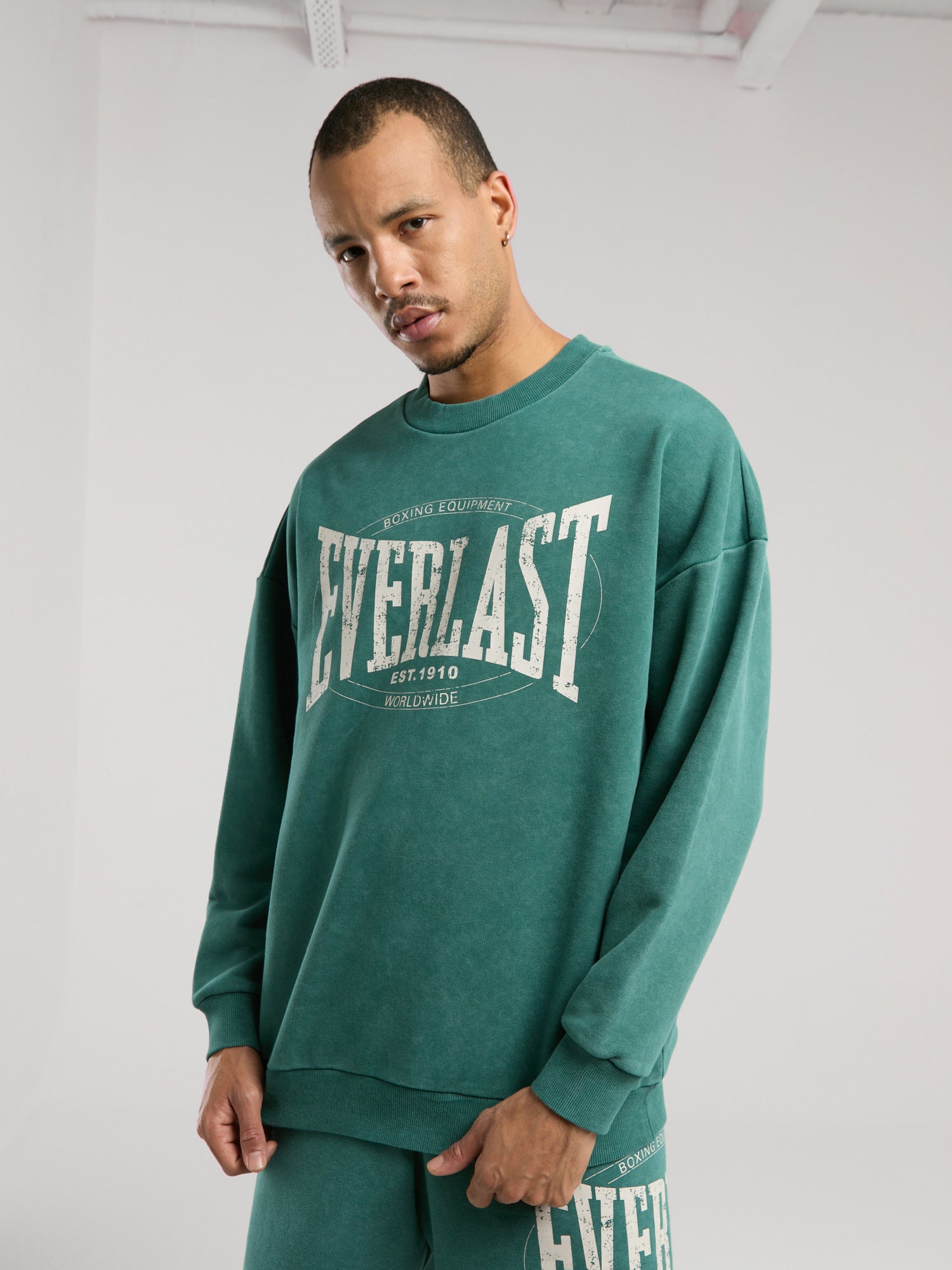 Everlast Authentic Boxing Oversize Koyu Yeşil Erkek Sweatshirt - 4