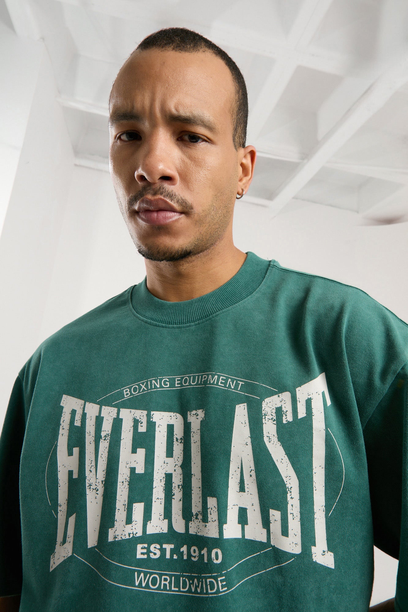 Everlast Authentic Boxing Oversize Koyu Yeşil Erkek Tişört - 3