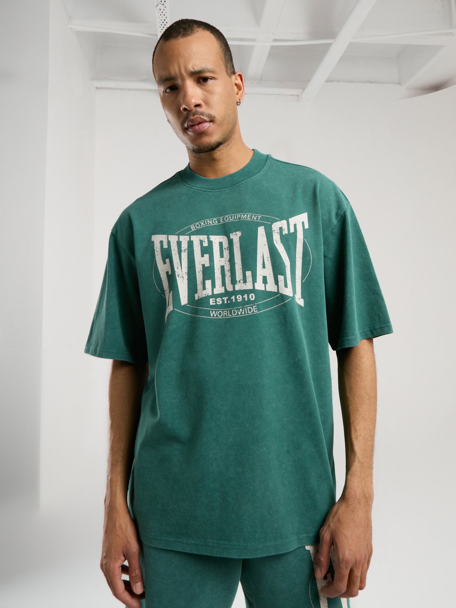 Everlast Authentic Boxing Oversize Koyu Yeşil Erkek Tişört - 5