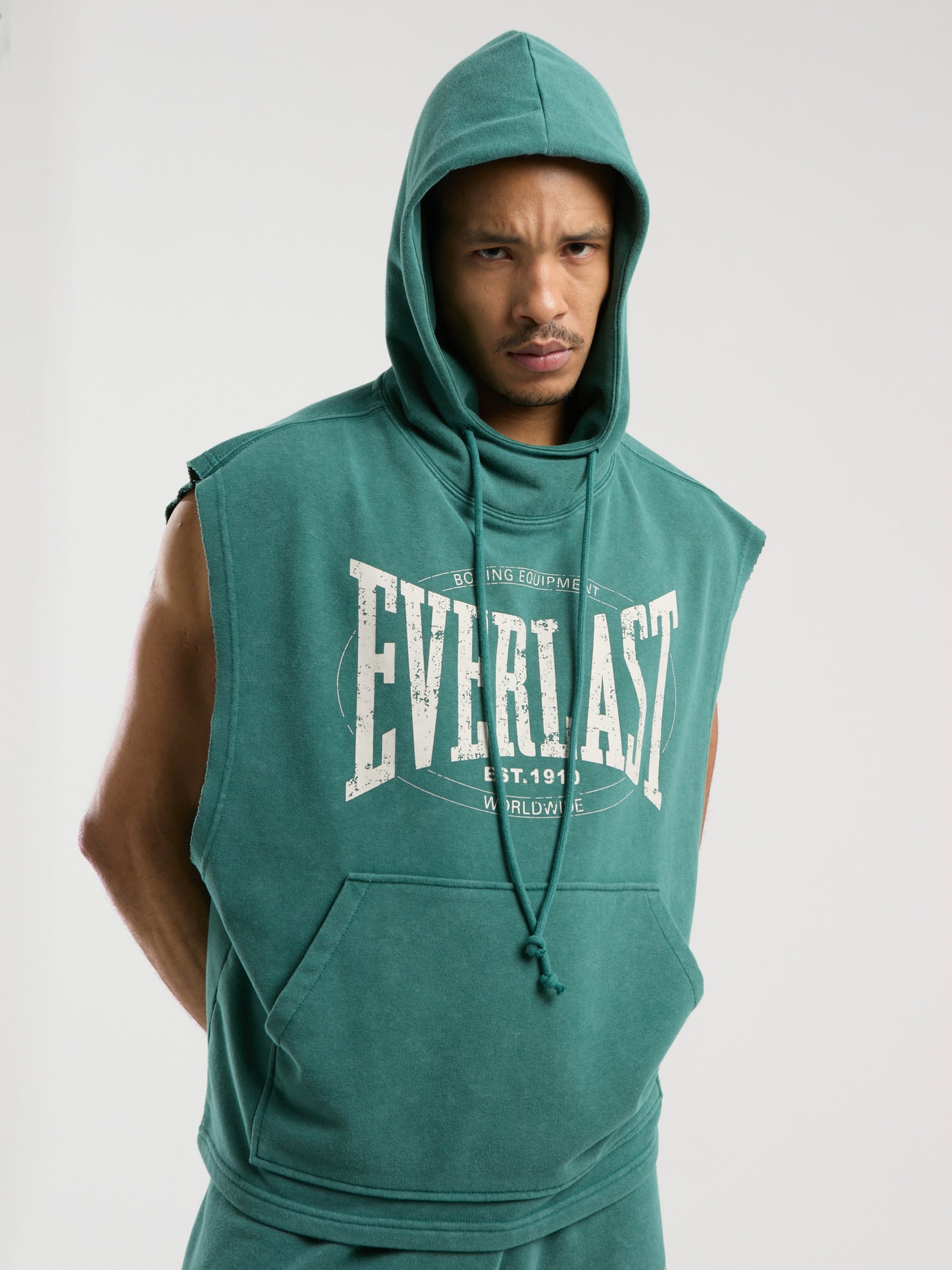 Everlast Authentic Boxing Oversize Koyu Yeşil Kolsuz Erkek Sweatshirt - 3