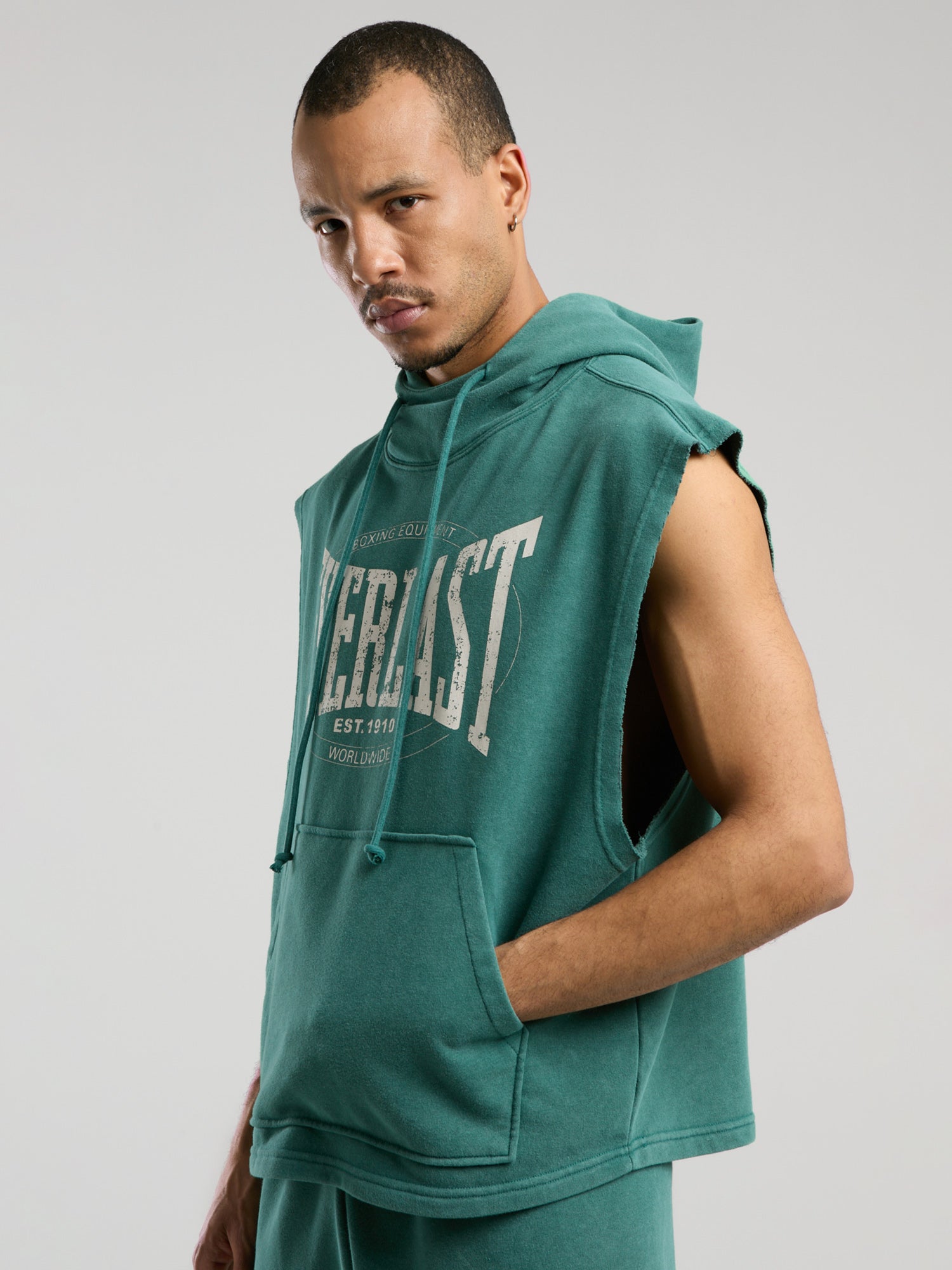 Everlast Authentic Boxing Oversize Koyu Yeşil Kolsuz Erkek Sweatshirt - 4