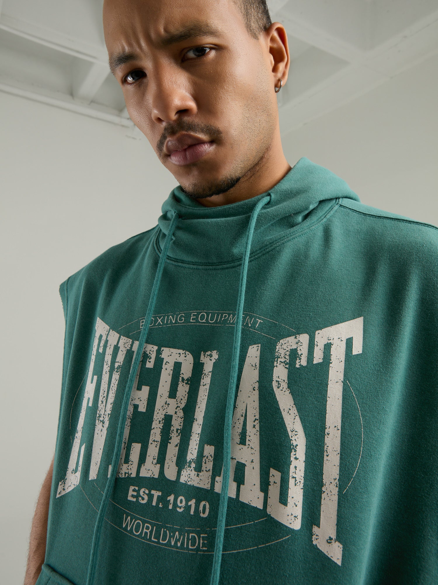 Everlast Authentic Boxing Oversize Koyu Yeşil Kolsuz Erkek Sweatshirt - 6