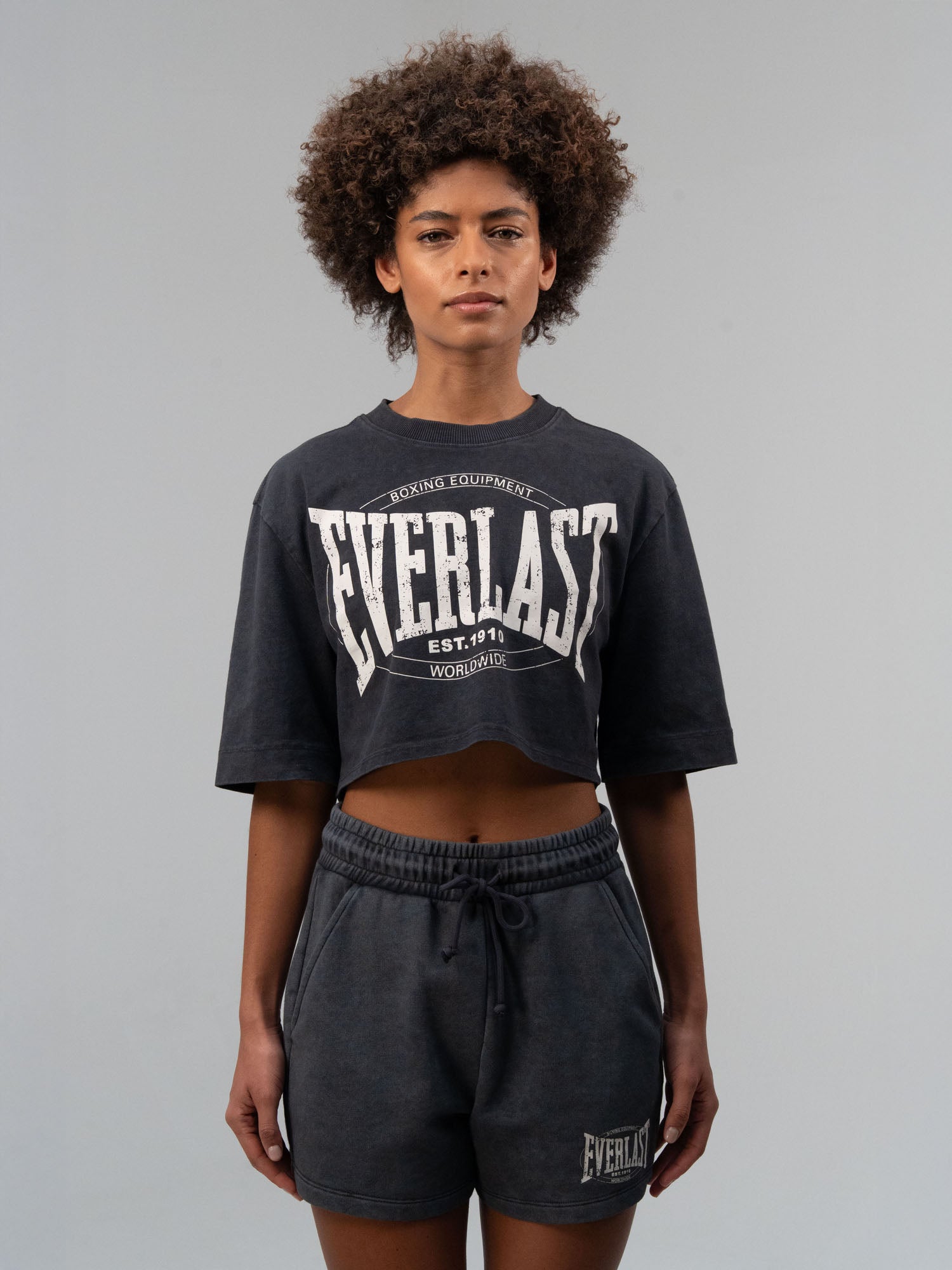 Everlast Authentic Boxing Wmn Antrasit Kadın Crop Tişört
