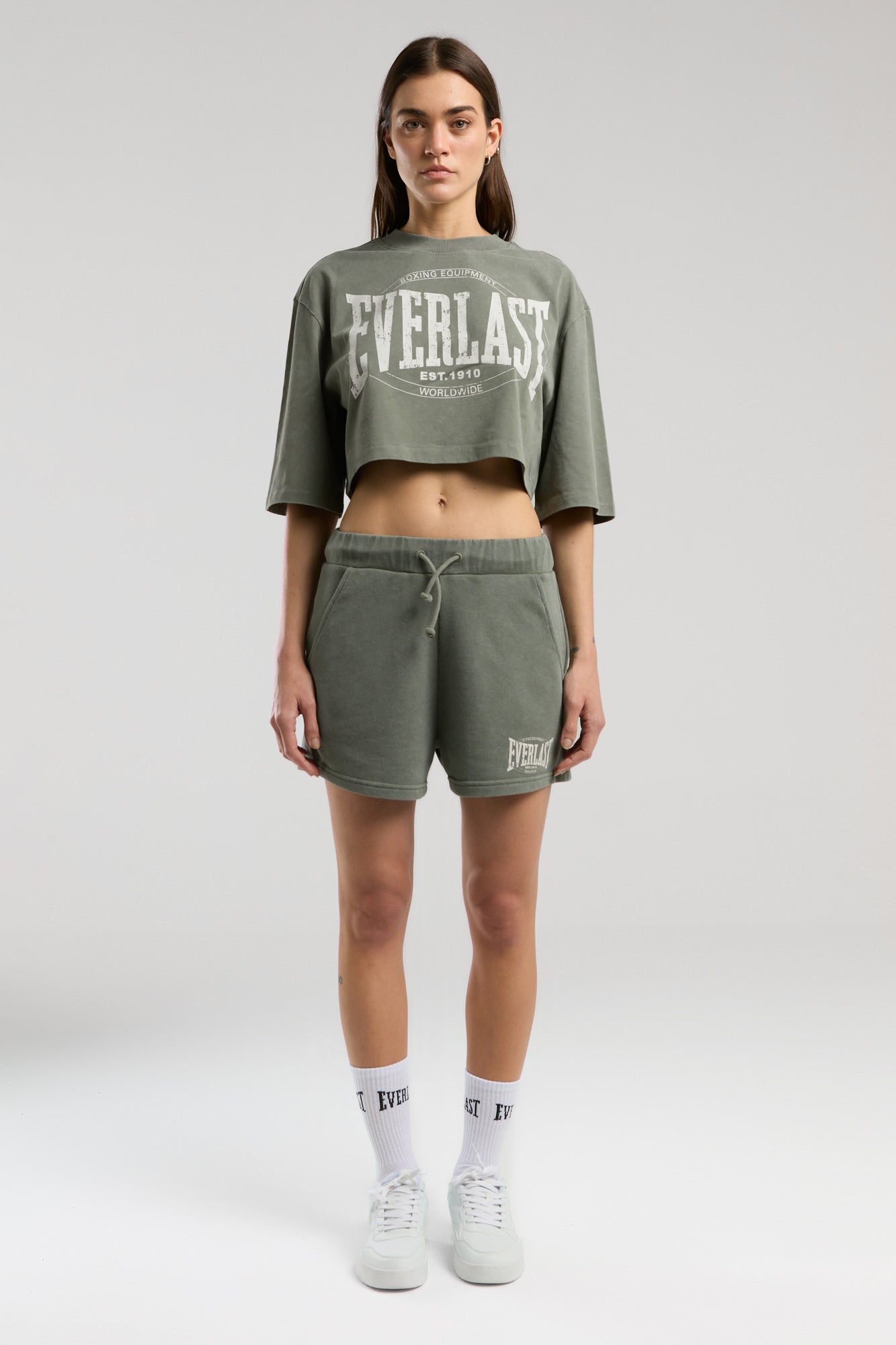 Everlast Authentic Boxing Wmn Haki Kadın Crop Tişört - 7