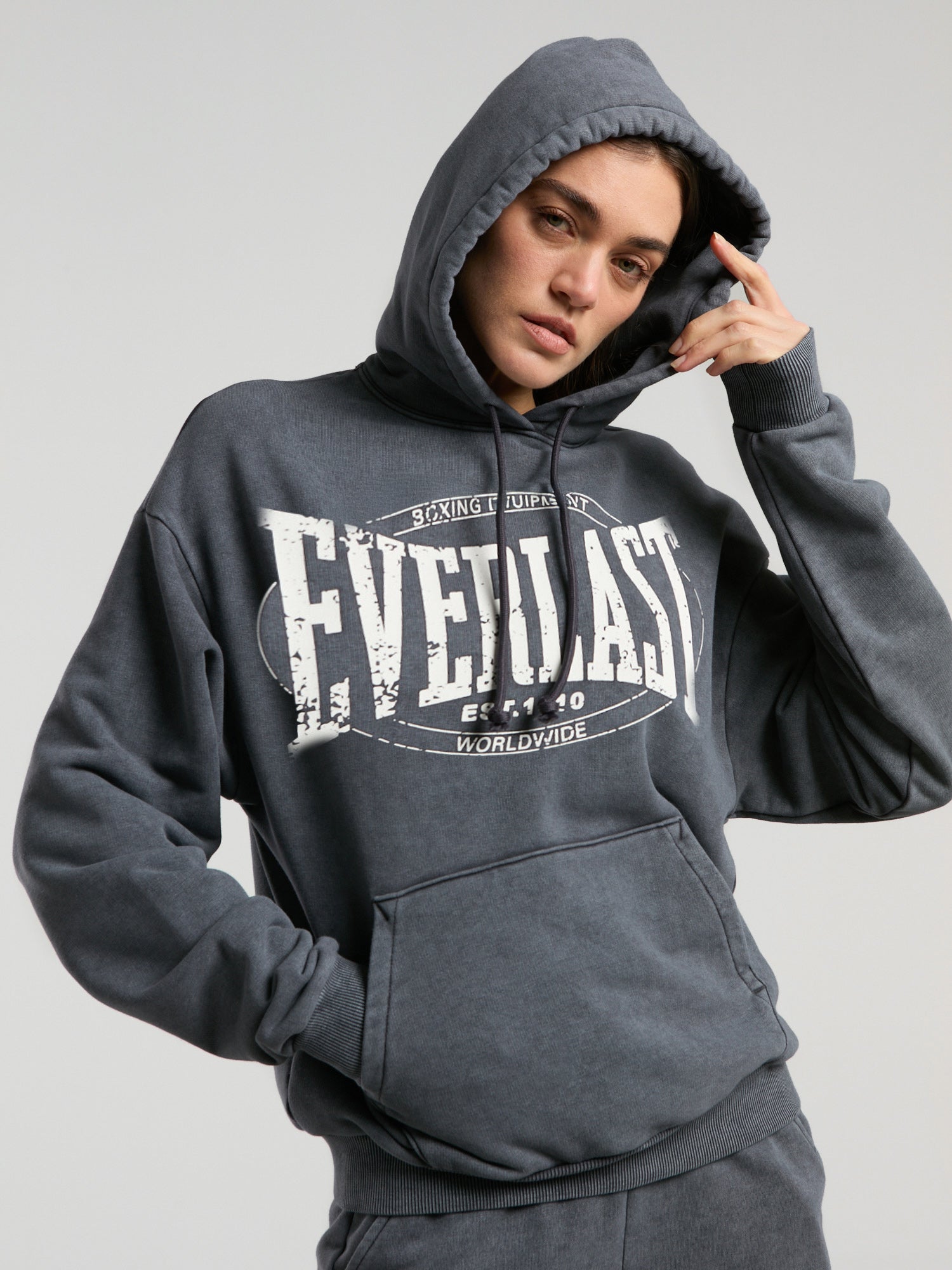 Everlast Authentic Boxing Wmn Oversize Antrasit Kadın Kapüşonlu Sweatshirt - 3