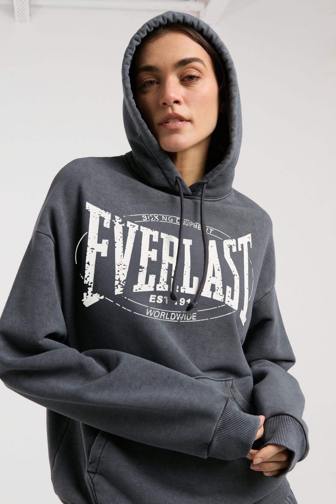 Everlast Authentic Boxing Wmn Oversize Antrasit Kadın Kapüşonlu Sweatshirt - 4