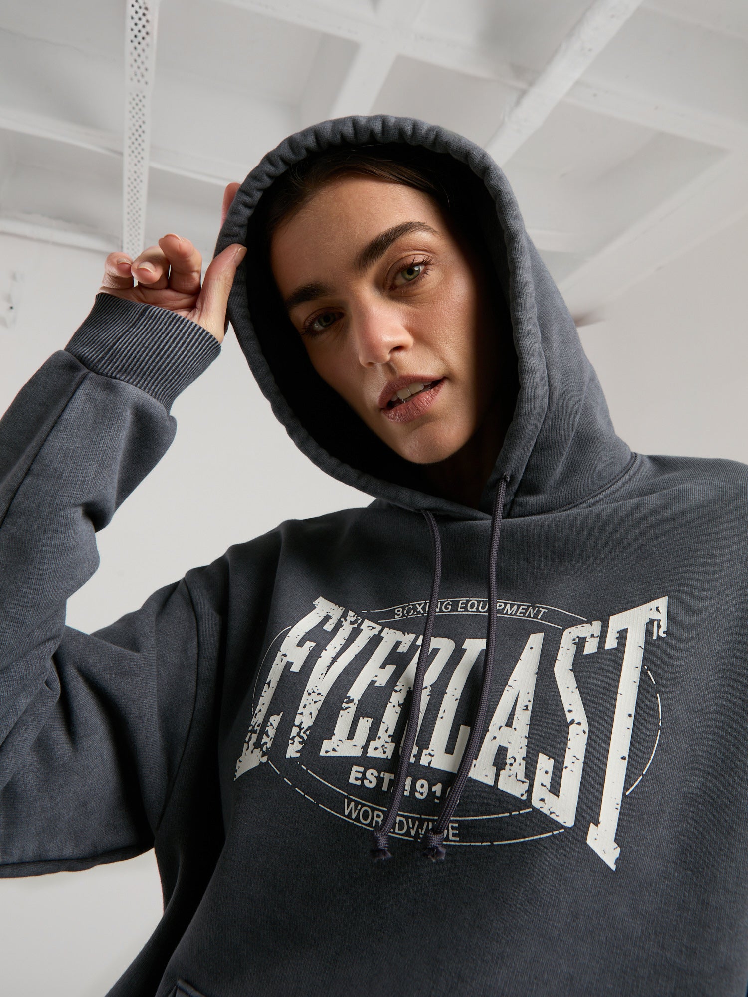 Everlast Authentic Boxing Wmn Oversize Antrasit Kadın Kapüşonlu Sweatshirt - 5