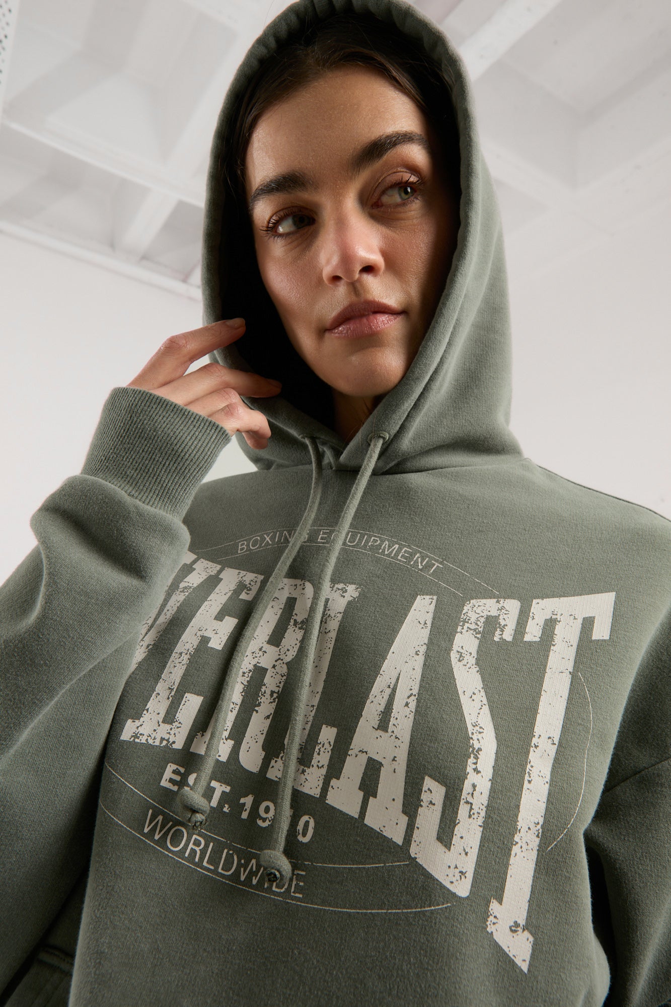 Everlast Authentic Boxing Wmn Oversize Haki Kadın Kapüşonlu Sweatshirt - 3