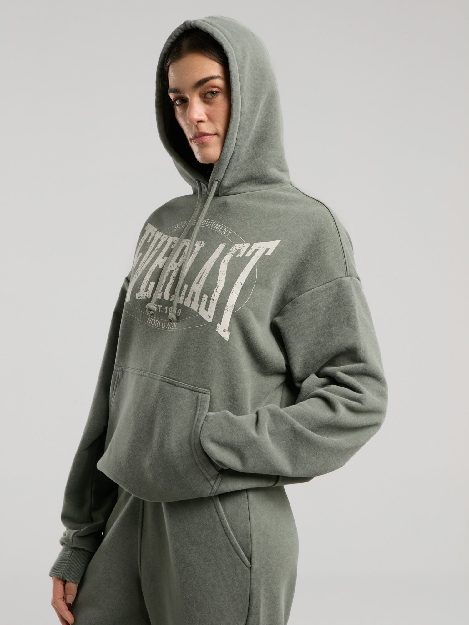 Everlast Authentic Boxing Wmn Oversize Haki Kadın Kapüşonlu Sweatshirt - 4