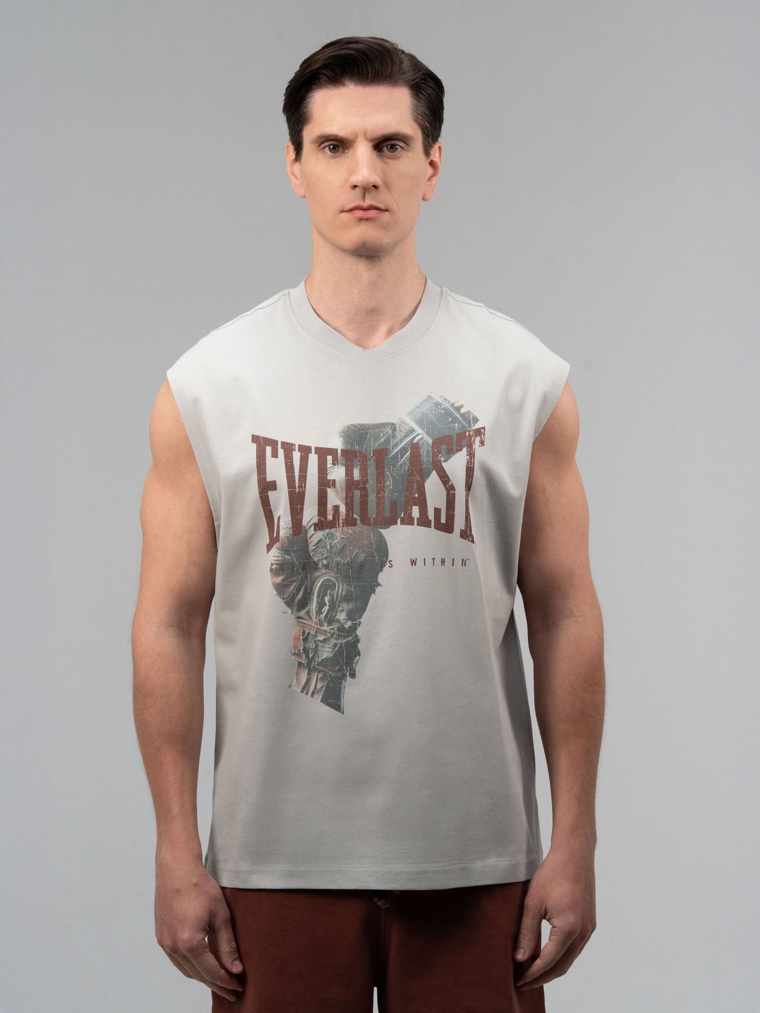 Everlast Boxing Heritage Oversize Açık Gri Erkek Kolsuz Tişört