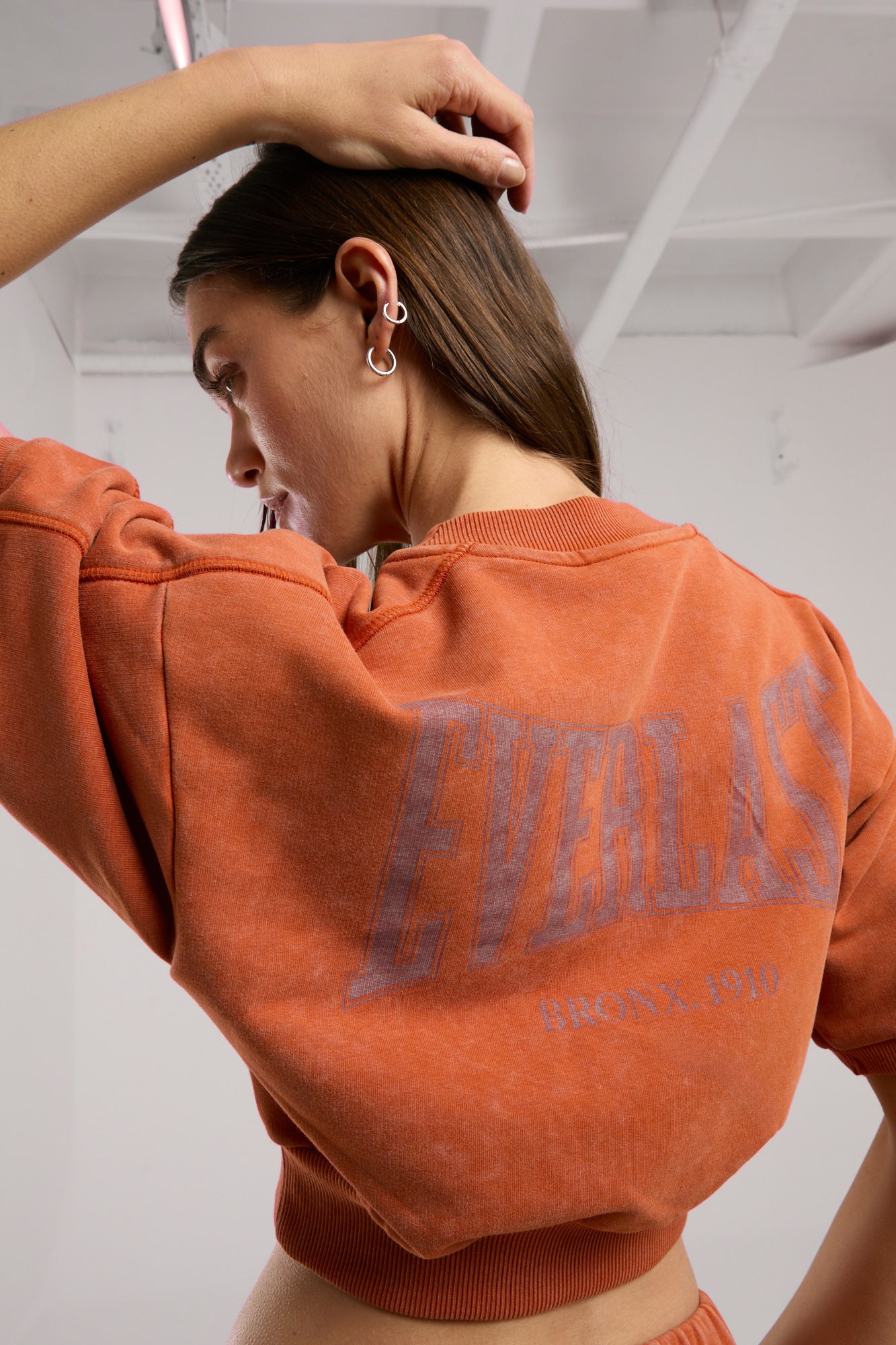 Everlast Bronx 1910 Oversize Turuncu Crop Kadın Kısa Kollu  Sweatshirt - 3