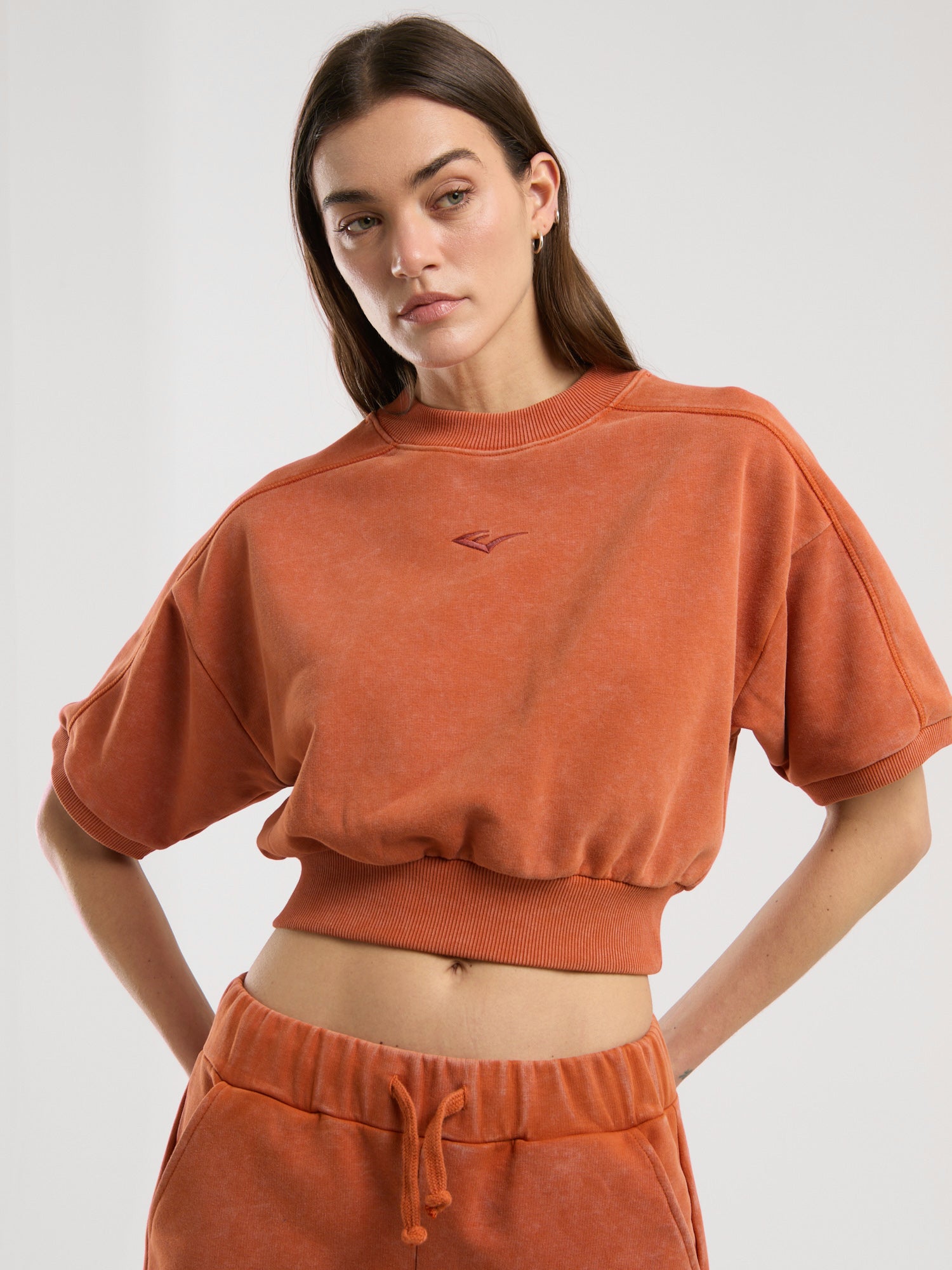 Everlast Bronx 1910 Oversize Turuncu Crop Kadın Kısa Kollu  Sweatshirt - 4