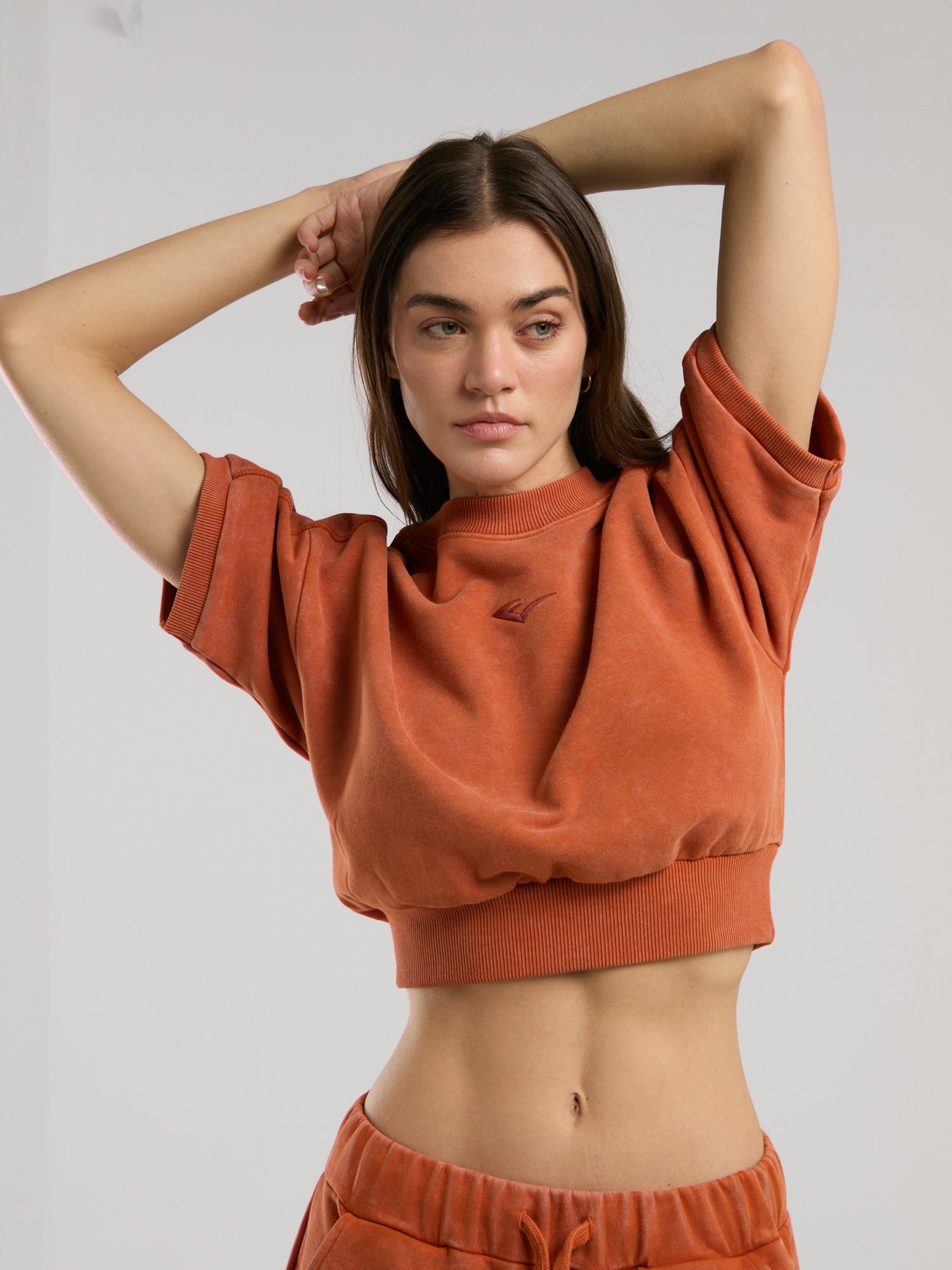 Everlast Bronx 1910 Oversize Turuncu Crop Kadın Kısa Kollu  Sweatshirt - 5